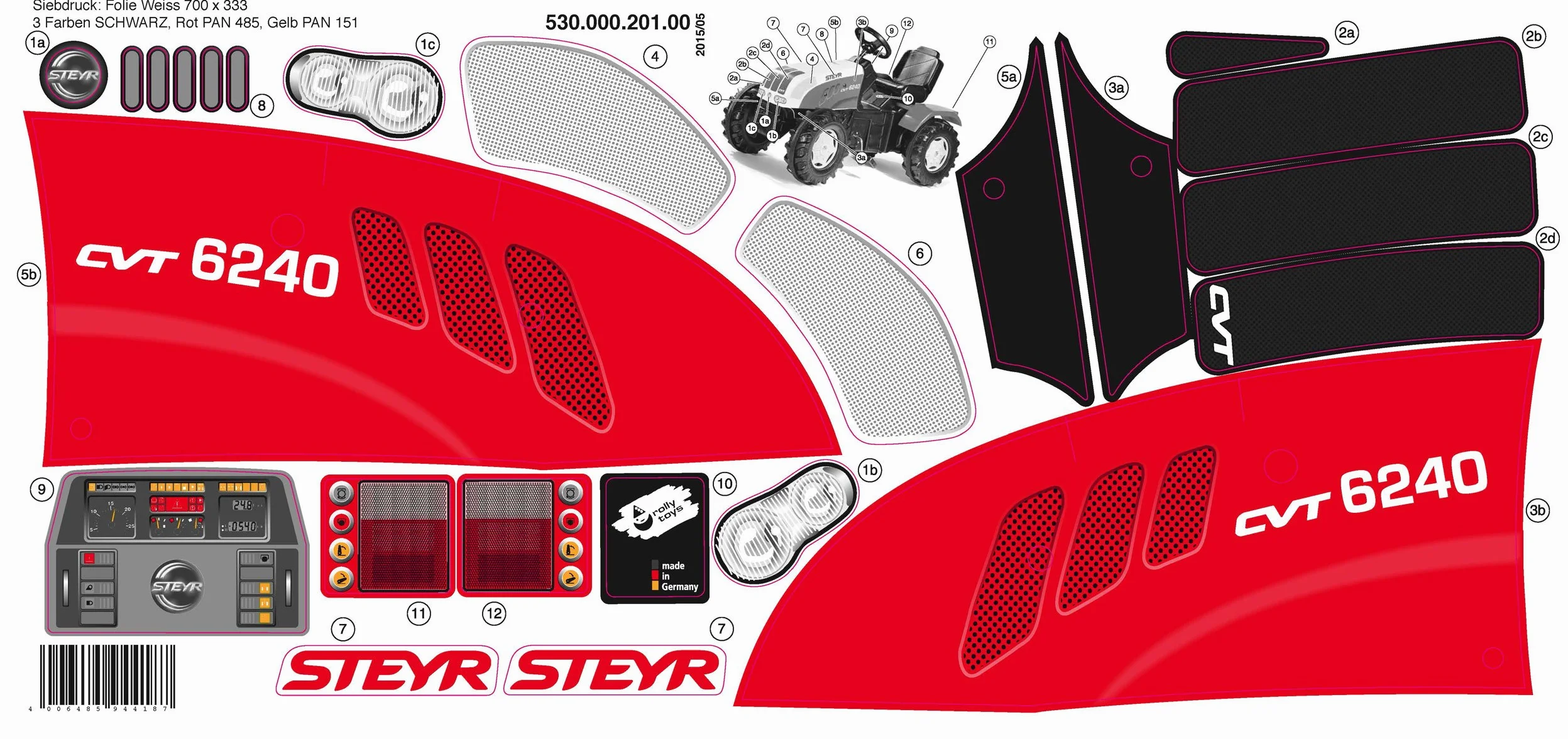 Naklejki do traktora STEYR CVT 6240 na pedały