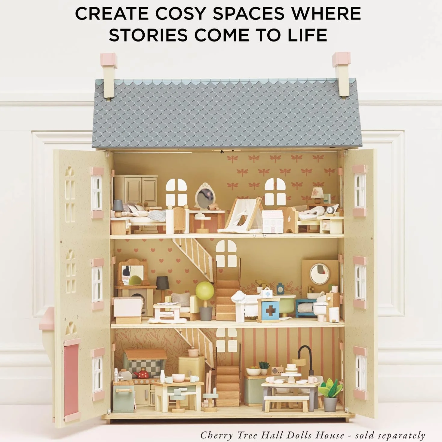 Le Toy Van - Wooden Dolls House Full Starter Furniture & Accessories Play Set For Dolls Houses, Dolls House Furniture Sets - Ages 3+