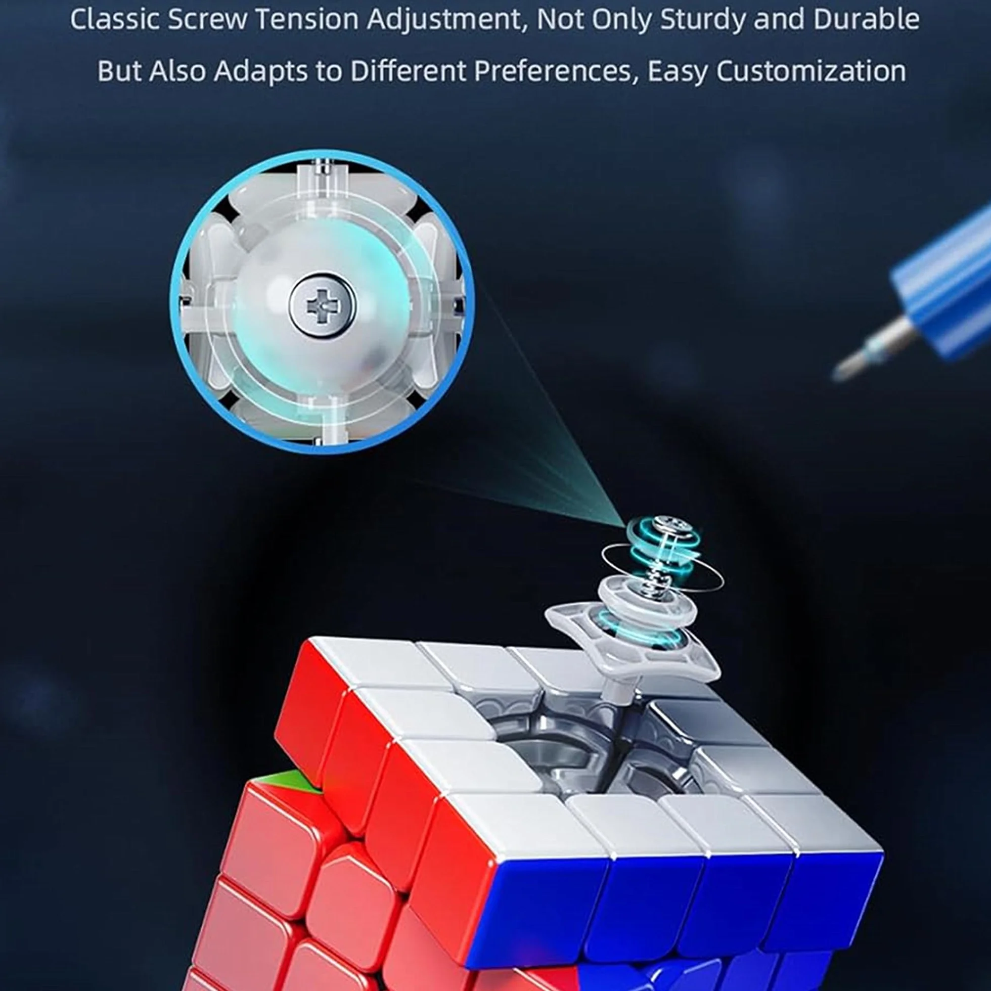 XMDCuber MOYU AOSU V7 M Magnetyczna kostka prędkości 4 x 4, AoSu WRM V7 Single-Track Magnetic Speed Cube 4x4 x 4, Magic Cube 4 na 4,96 magnesów (Magnetyczne pojedyncze)