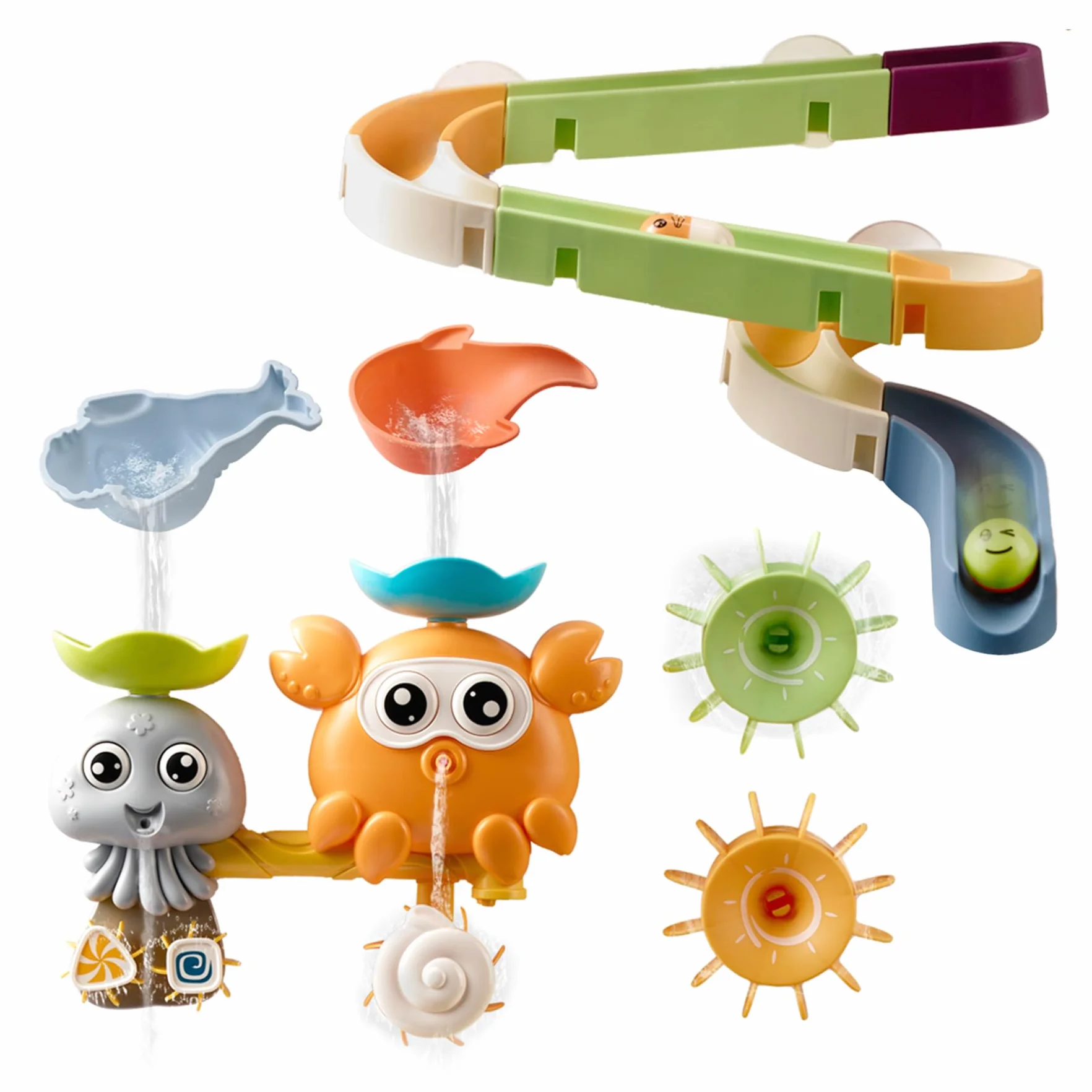 OR OR TU Zabawki do kąpieli dla dzieci , Toddler Kids Zabawka do kąpieli z przyssawkami Zabawka do kąpieli Slide Track, Młyn wodny Obracające się zabawki wodne Baby Bath Shower Swimming Toys