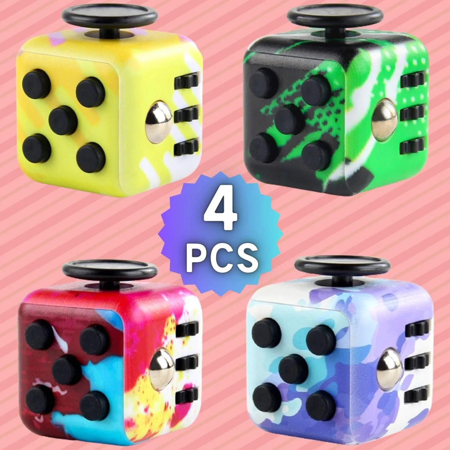 4Pcs Cube Toy Fidget Toy, Zabawka antystresowa przeciwlękowa, 6 funkcjonalnych zabawek antystresowych dla dorosłych i dzieci