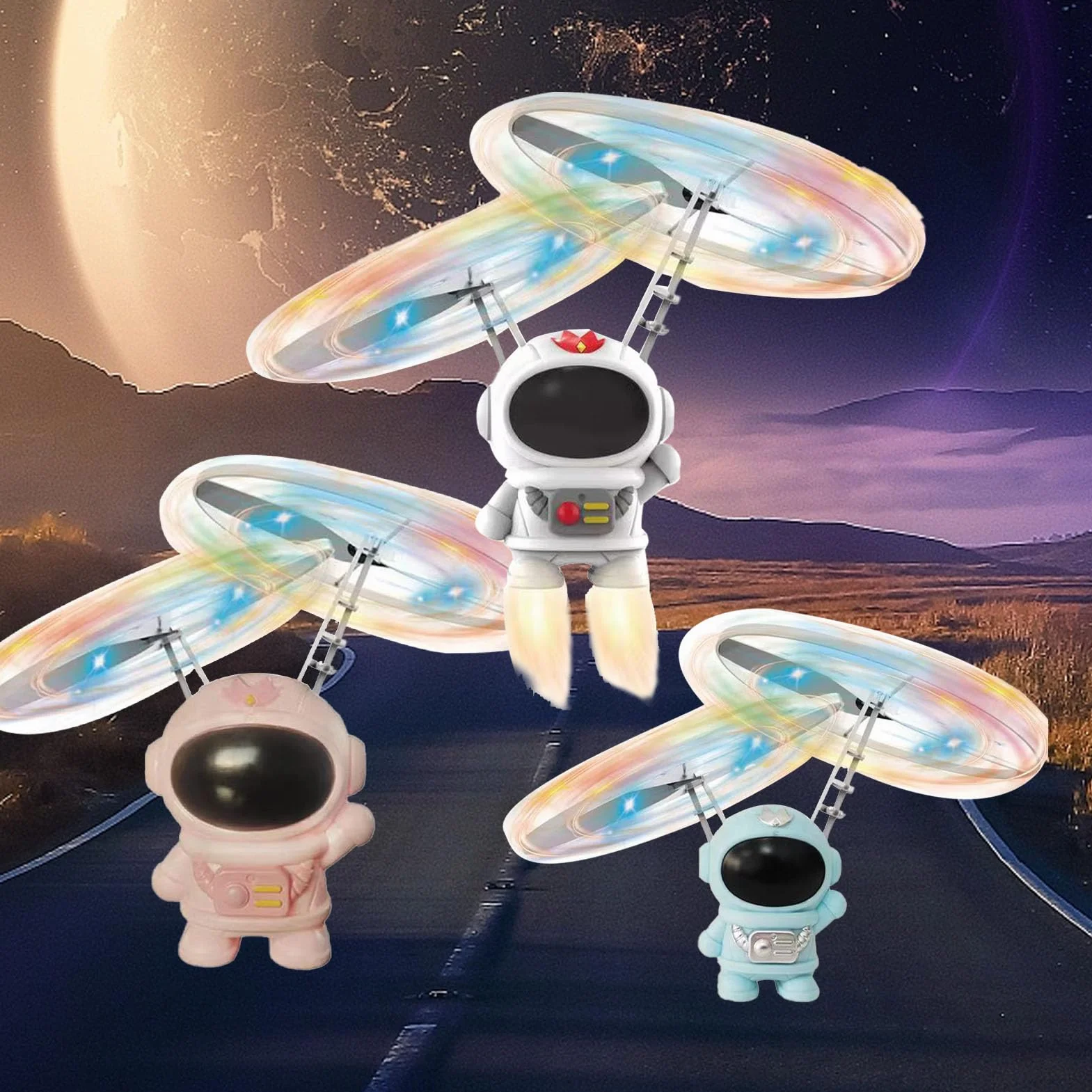 Keenso Latająca zabawka astronautów dla dzieci, RC Robot Trzmiel zabawka z oświetleniem LED na prezenty dla dzieci (biały)