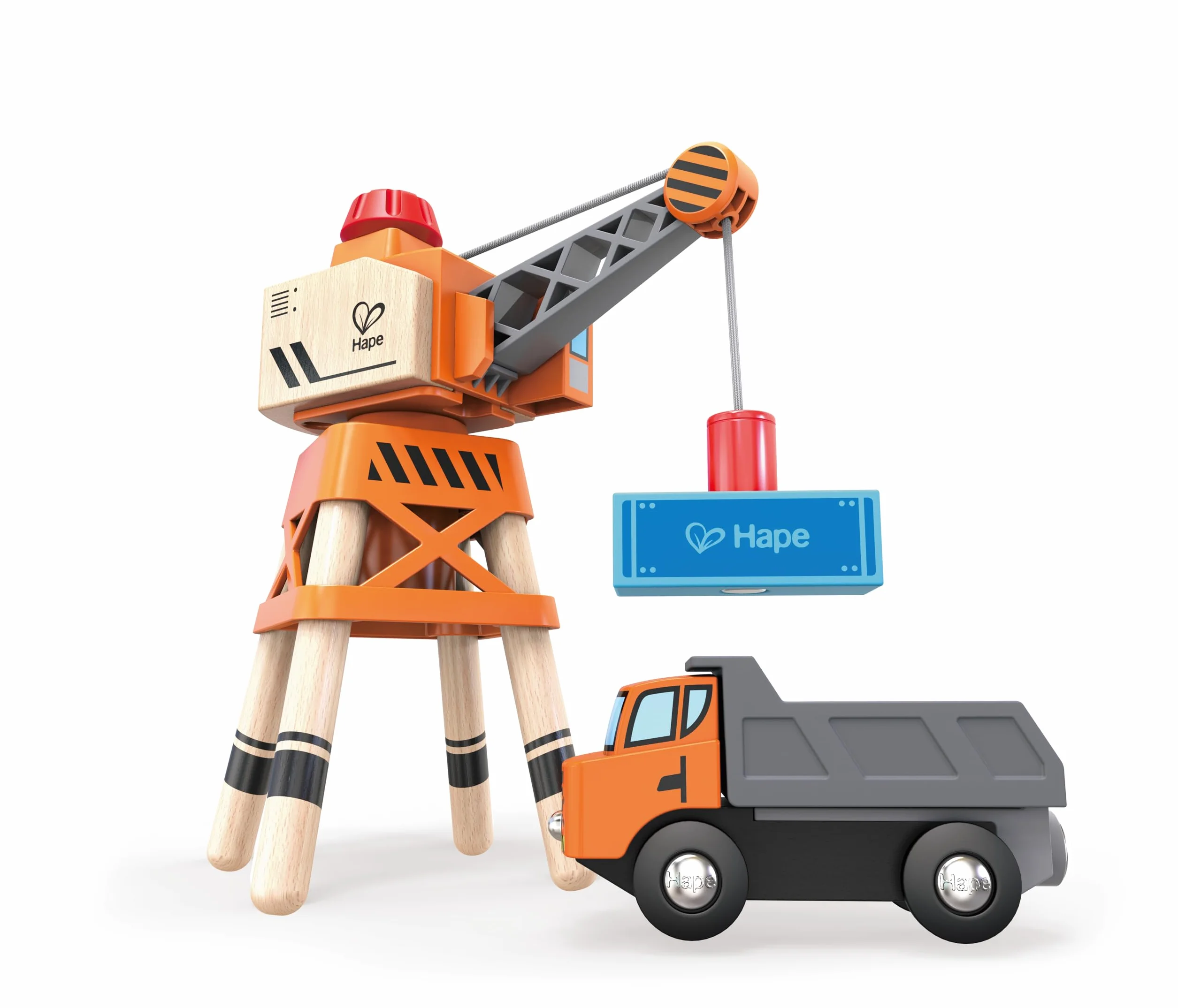 Hape E3715 Large Boom Crane - Wooden Train Track Accessories