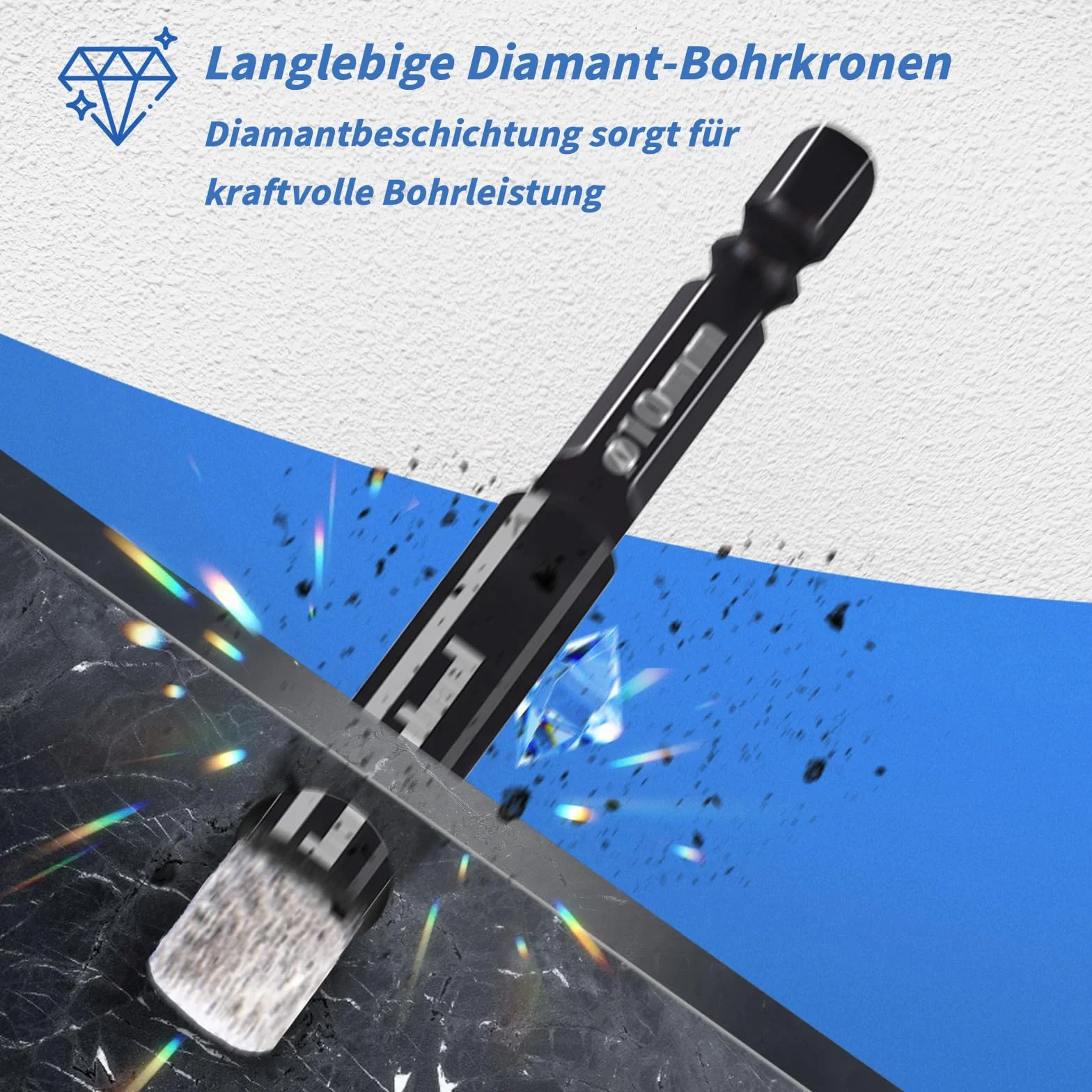 Wiertło Diamentowe 16mm Płytek Szkła Trzpień Okrągły Gresu Gresowego Wiertło do Ceramiki,Granitu,Szkła,Porcelany,Płytek