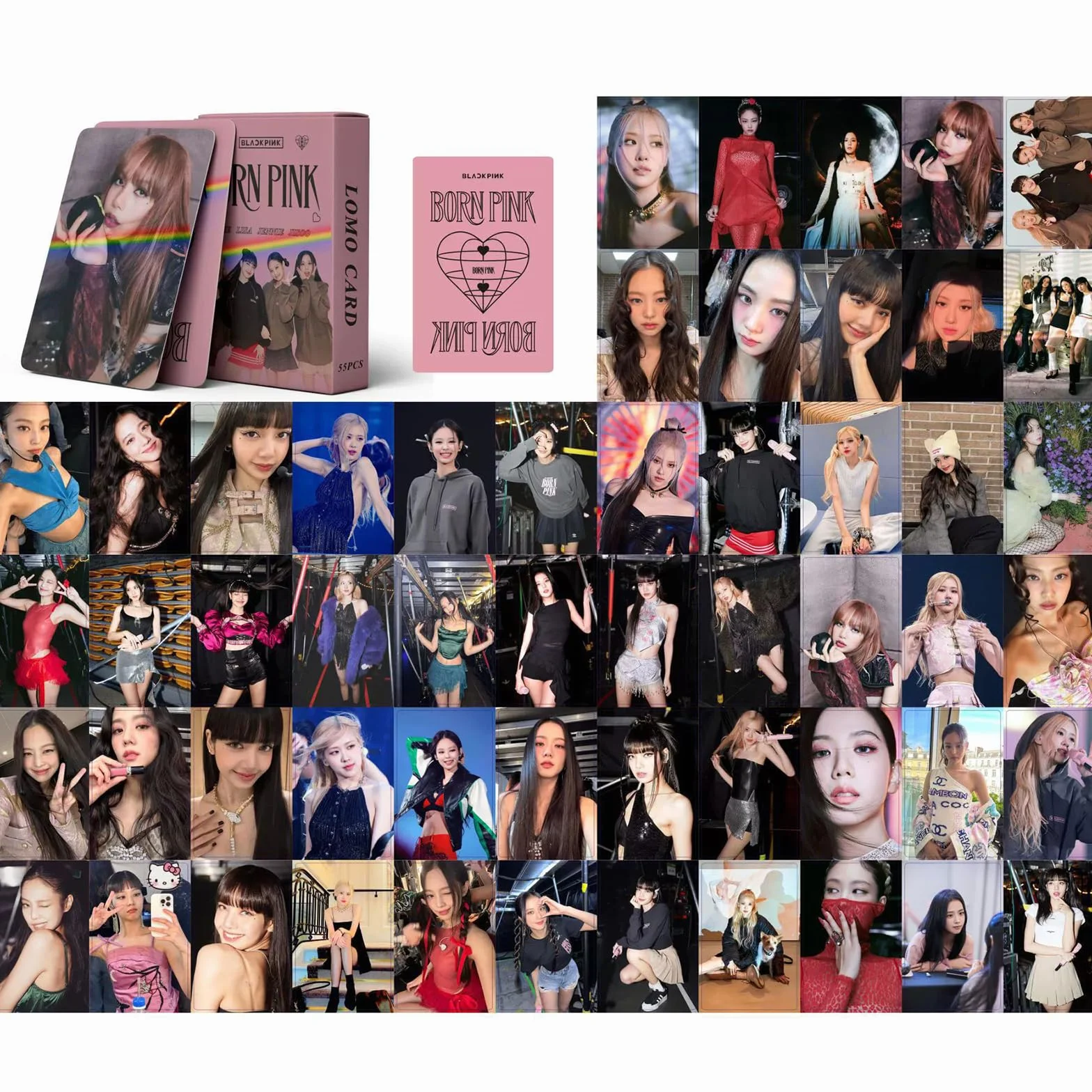 Zestaw 55 fotokardów BP z 40 naklejkami, karty fanowskie artystyczne, Kpop Merch prezenty dla fanów