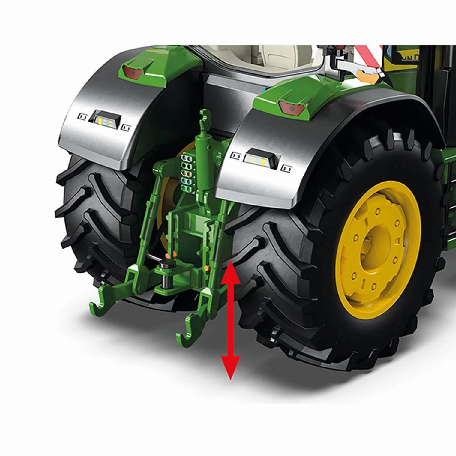 WIKING 077859 Ciągnik John Deere 8R 410, 1:32, Metal,Plastik, od 14 lat, wiele funkcji, otwierana maska, ruchome cięgła górne i dolne