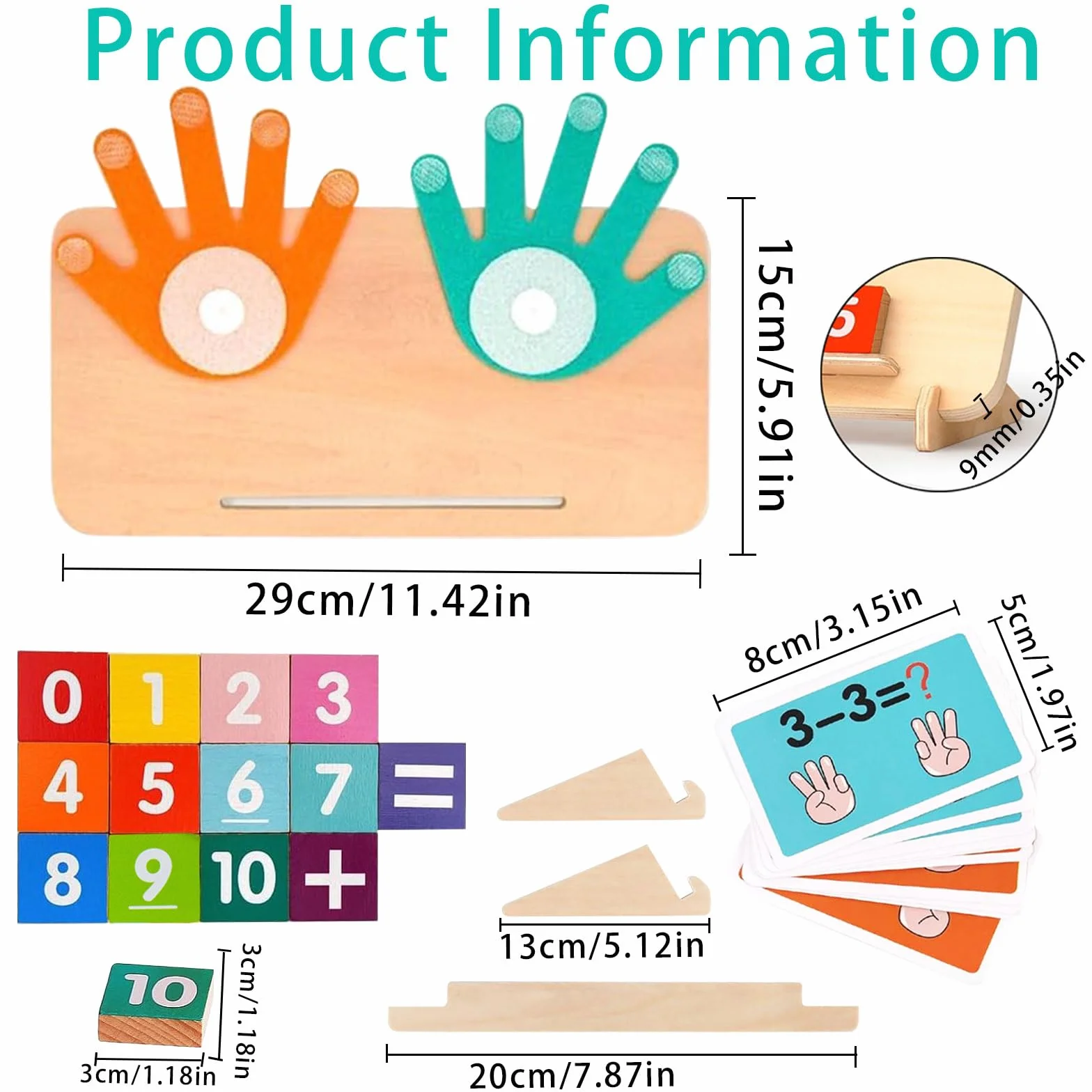 Drewniana zabawka matematyczna, nauka liczenia dla dzieci, zabawka matematyczna, zabawka edukacyjna dla dzieci w wieku 3, 4, 5 lat, dla chłopców i dziewczynek, prezent na Boże Narodzenie