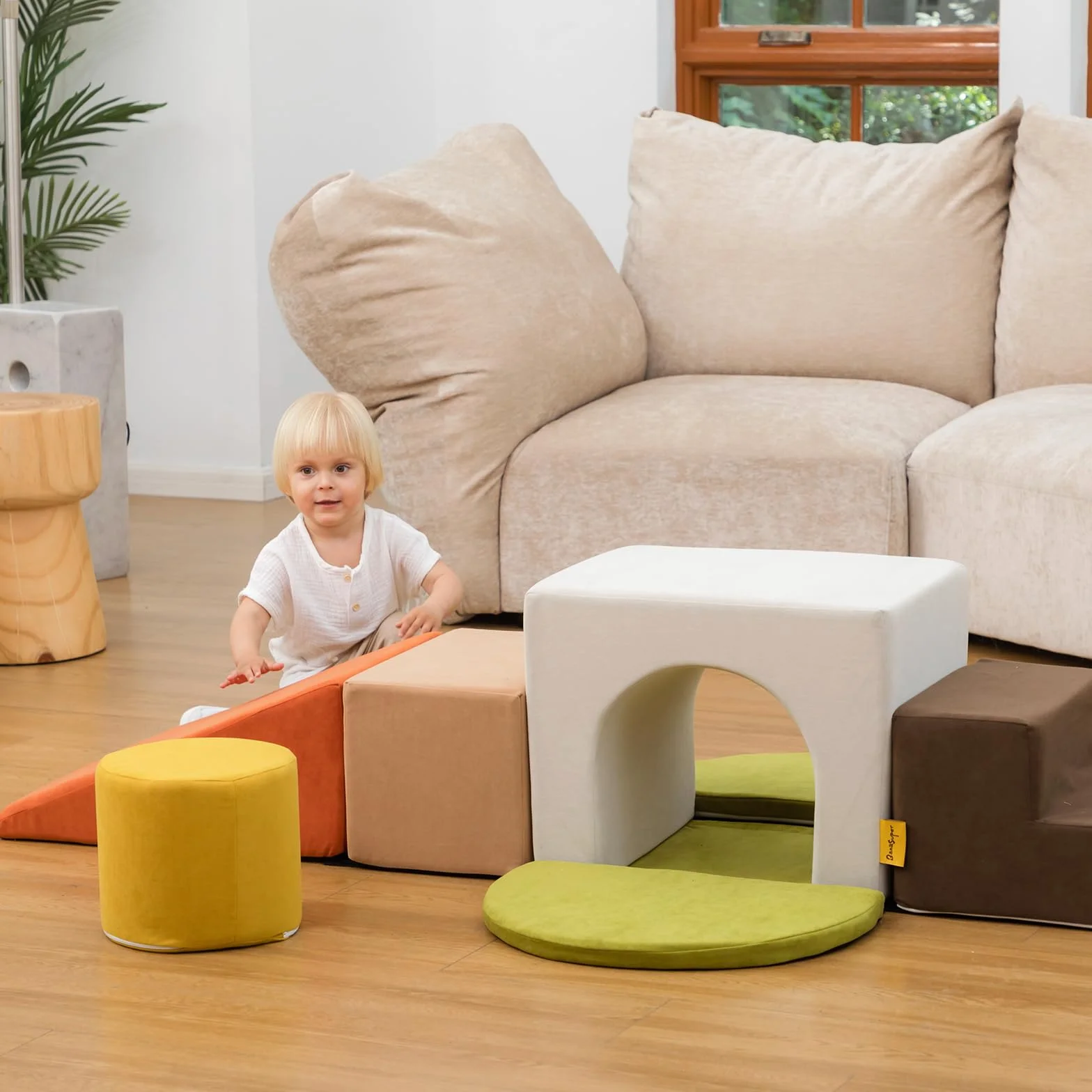 BanaSuper Piankowe bloki wspinaczkowe dla dzieci, piankowe klocki XXL, certyfikat EN71, antypoślizgowe, zabawki Montessori, do prania, etui do zabawy