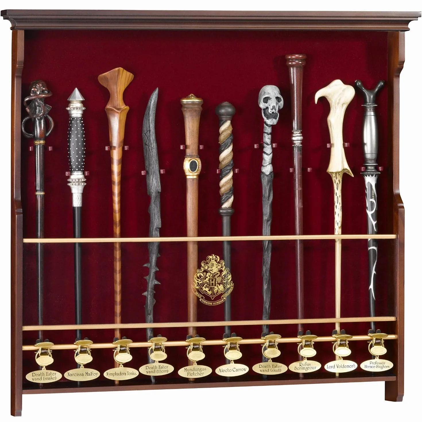 The Noble Collection Harry Potter ekspozycja z 10 różdżkami - drewniana gablota na 10 różdżek (brak w zestawie) - oficjalny licencjonowany zestaw filmowy, rekwizyty, prezenty, towar