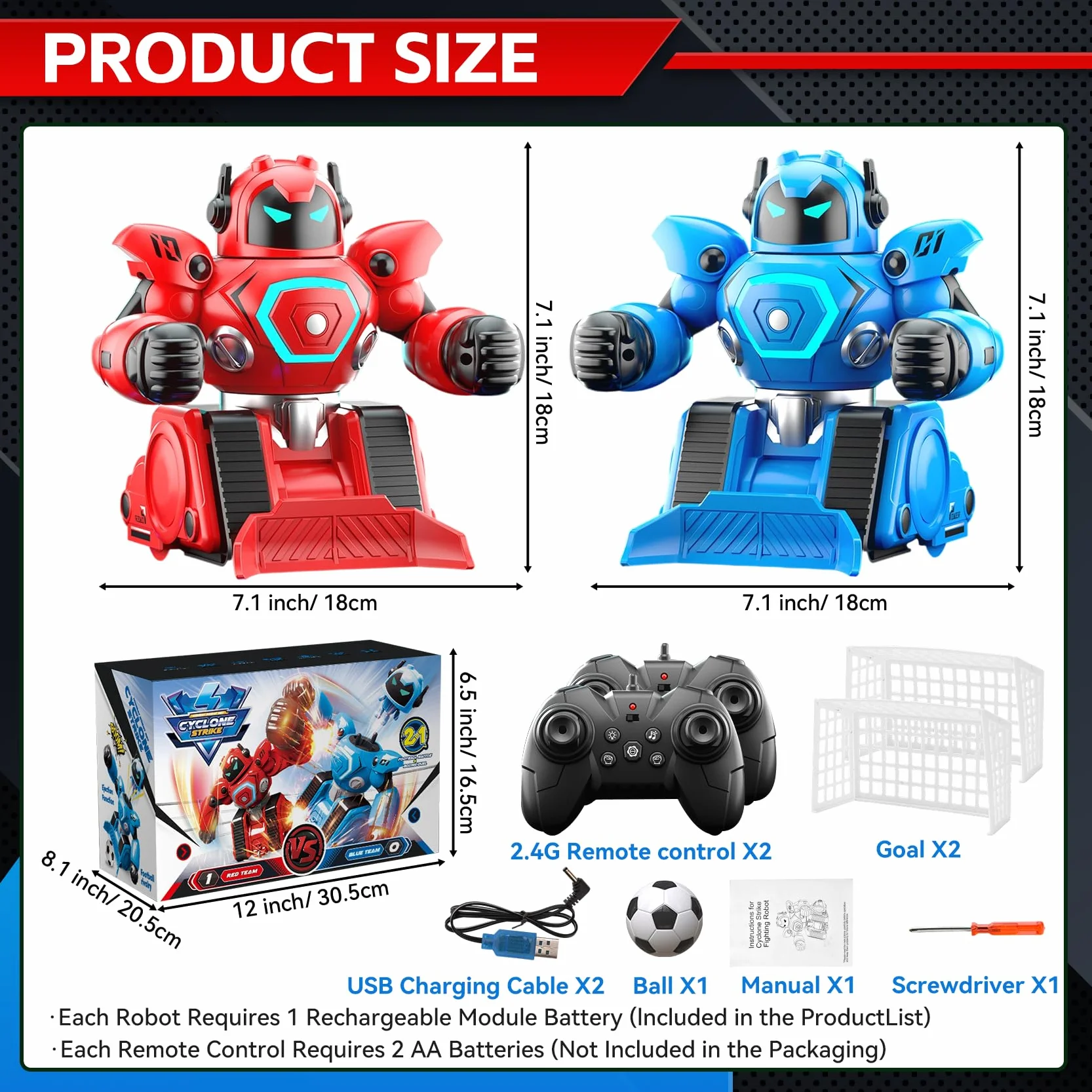 Zdalnie sterowany robot bojowy RC z trybem pojedynku i piłki nożnej, światłami i dźwiękami, ładowalny, prezent dla dzieci 6+