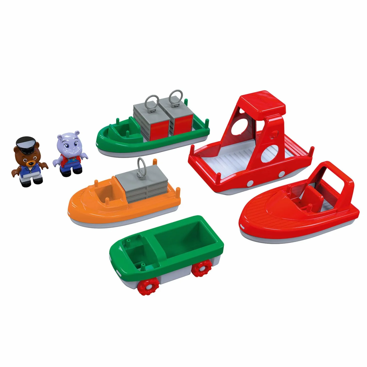 AquaPlay - BoatSet - akcesoria do wodociągów AquaPlay lub do wanny, 4 łodzie, 1 Amphi-Lorry i BO i Wilma, dla dzieci od 3 lat 8700000272 kolorowy
