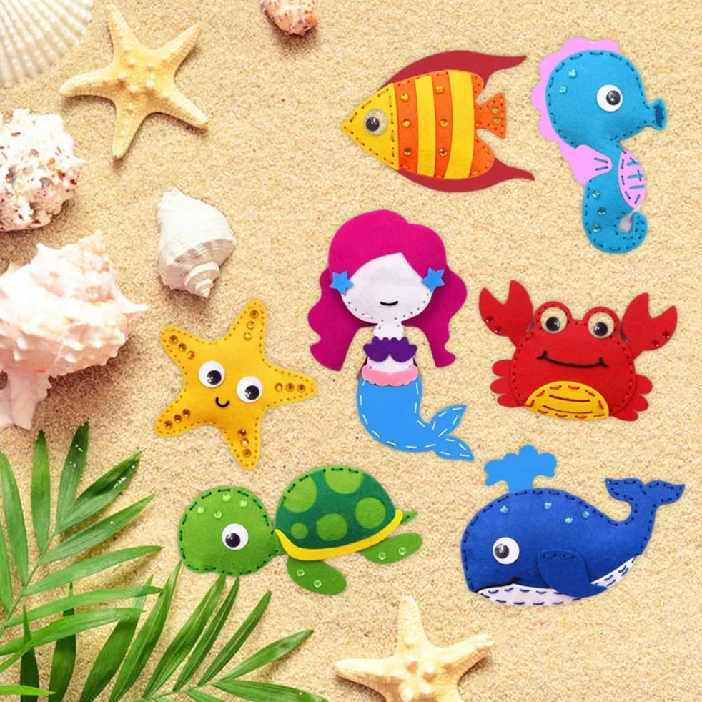 Zestaw do Szycia Filcu dla Dzieci Zwierzęta Oceaniczne 8-częściowy