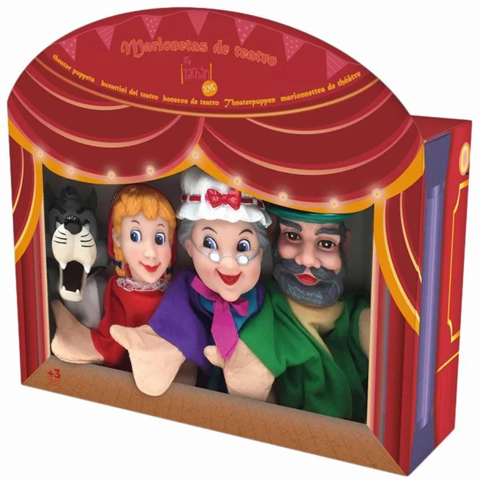 TACHAN - Zestaw 4 lalek dla dzieci Czerwony Kapturek - Zestaw lalek ręcznych - zawiera 4 postacie z bajek dla dzieci - Wymiary lalki 30 cm (CPA Toy Group 749T00538)