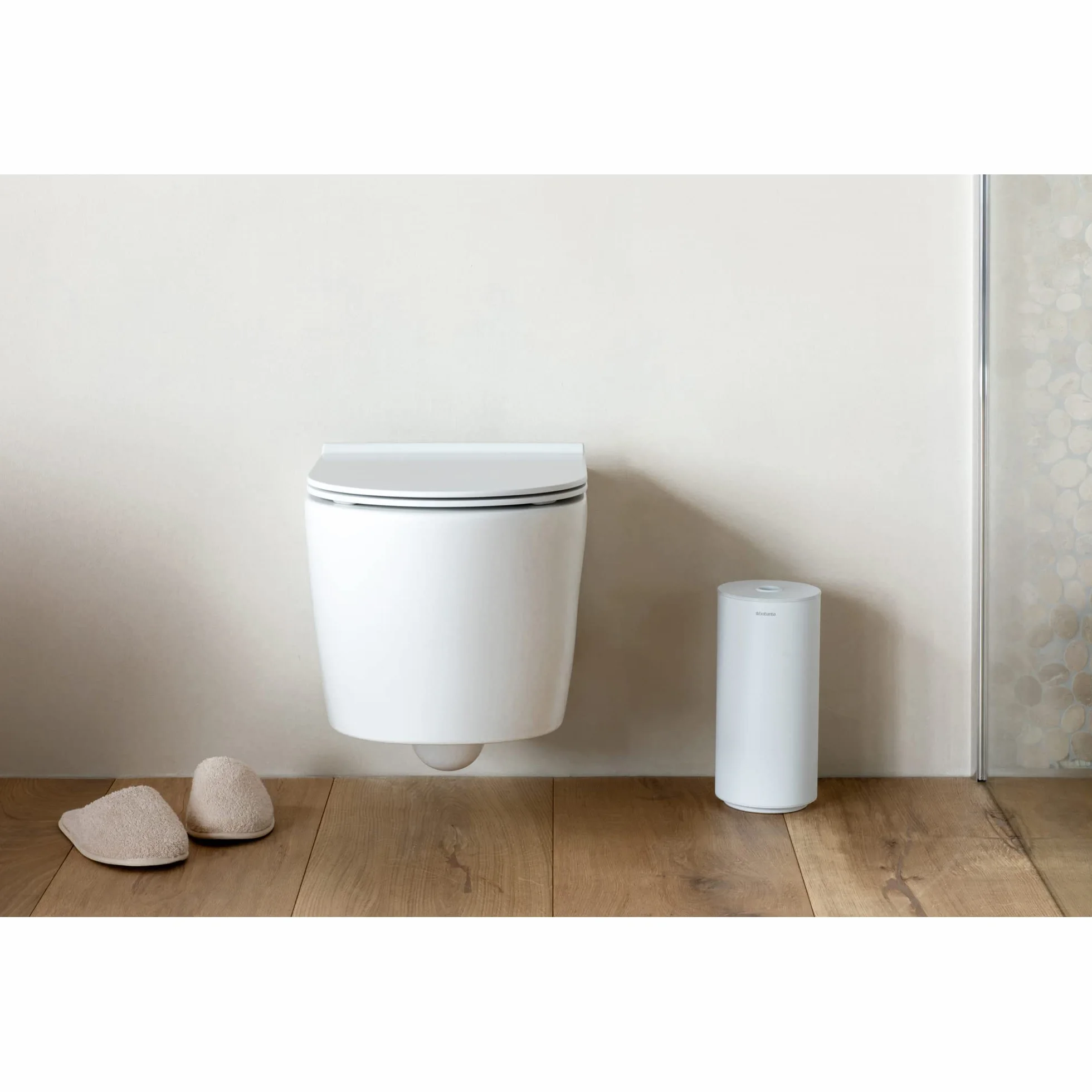Brabantia - Mindset Dozownik na Papier Toaletowy - Miejsce Na 2 Zapasowe Rolki - Pasuje do Wszystkich Regularnych Rozmiarów Rolek - System Smart Lift - Fresh White - 30 x 15.1 x 13.7 cm
