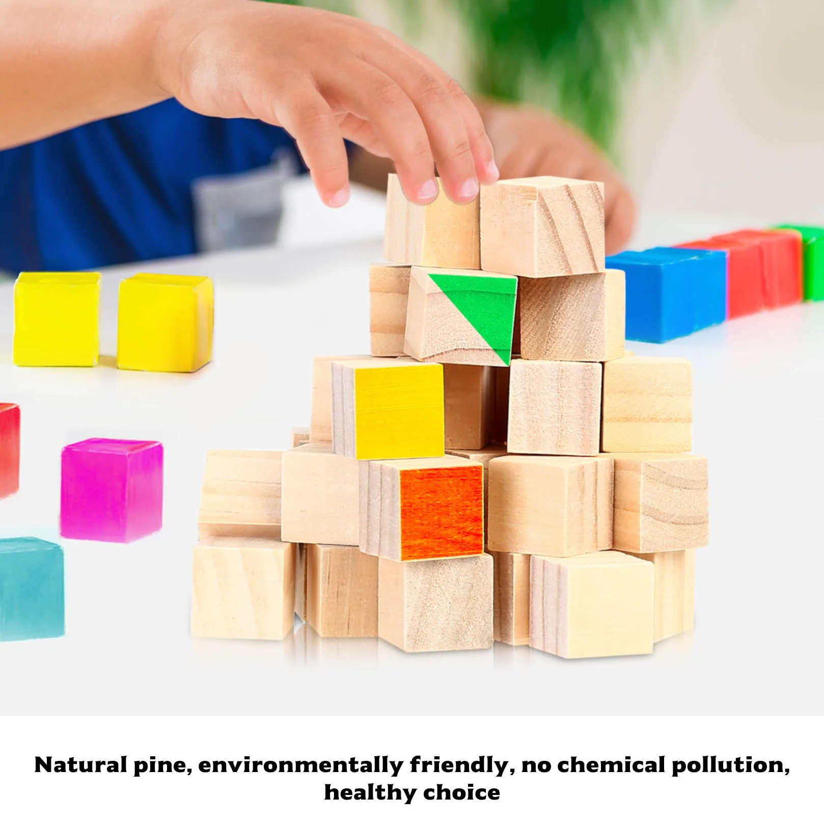Drewniane Kostki 20mm Naturalne Kwadratowe Klocki do Rękodzieła DIY Puzzli Stempli