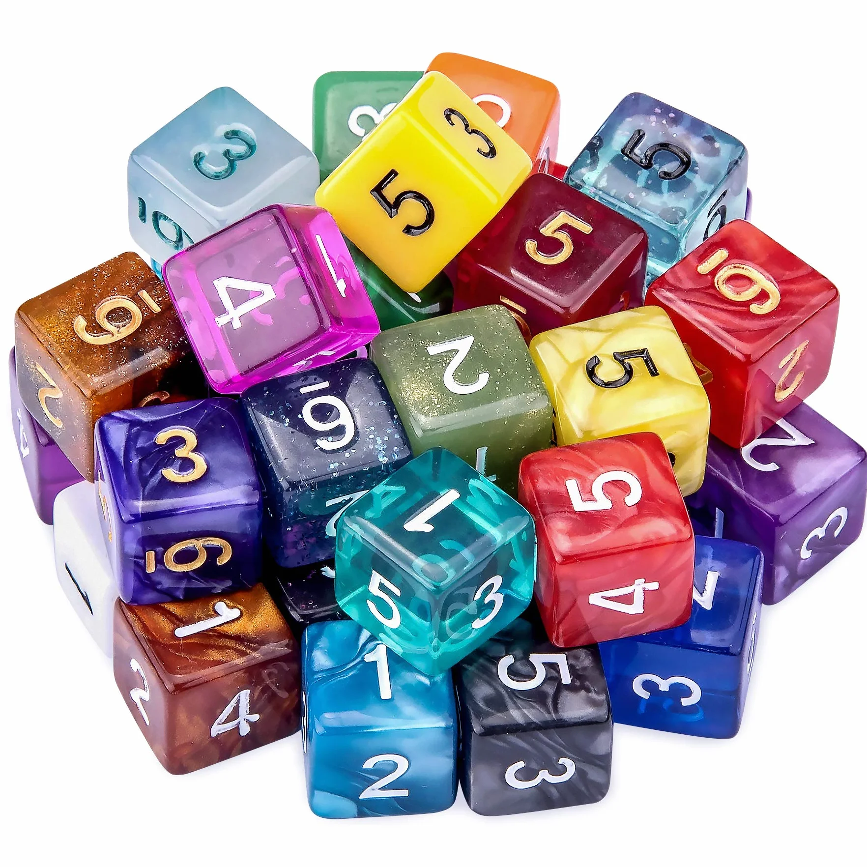 SIQUK Kości wielościenne, 6-stronne, różne kolory, do gier stołowych DND RPG, MTG, z czarną aksamitną torbą do przechowywania, 35 szt