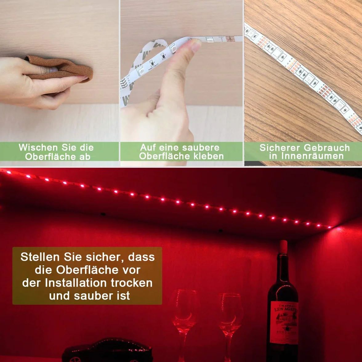 Taśma LED ACONDE z 24-przyciskowym pilotem zdalnego sterowania, 2 m taśma świetlna na baterie do imprez i dekoracji DIY
