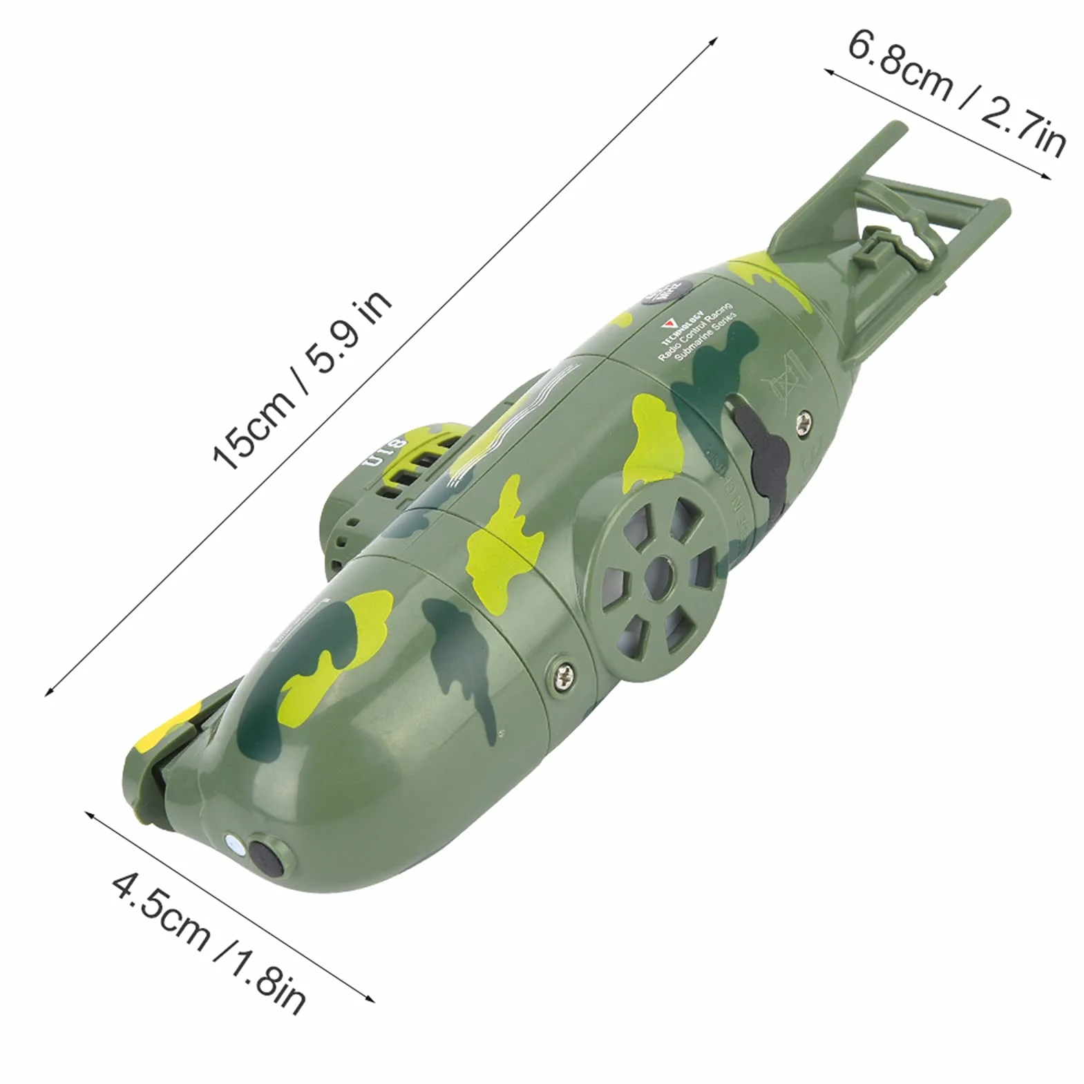 Mini Symulacja Wojskowy Pilot Zdalnego Sterowania 6-kanałowy Model łodzi Podwodnej Zielony