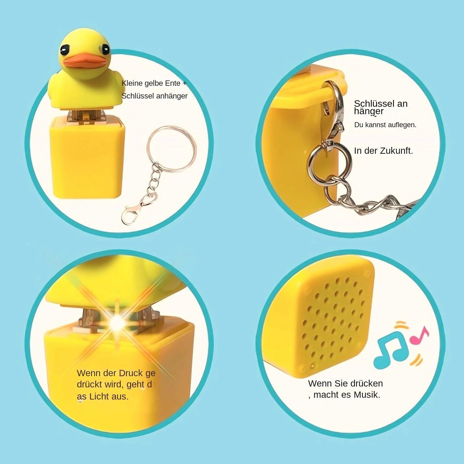 Quacking Fidget Toy - nowość Duck Quacky Keyboard, Quacking Duck Keychain, zabawka antystresowa, przycisk do redukcji stresu, przycisk do redukcji stresu, dla kobiet i mężczyzn