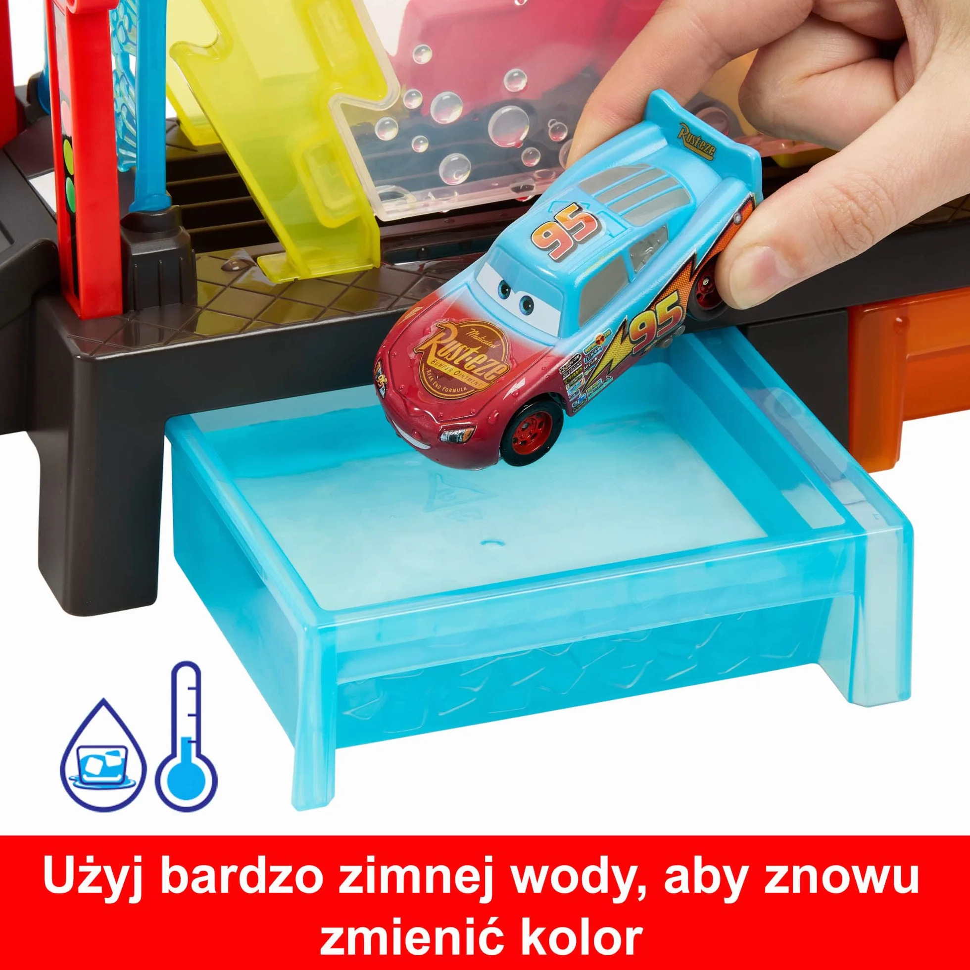 Disney Pixar Auta Myjnia samochodowa Zmiana koloru Zestaw do zabawy(ok. 50 cm długości)nz samochodem zabawką Zygzak McQueen, funkcją zmiany koloru autka i możliwością łączenia z innymi zestawami,JBM70