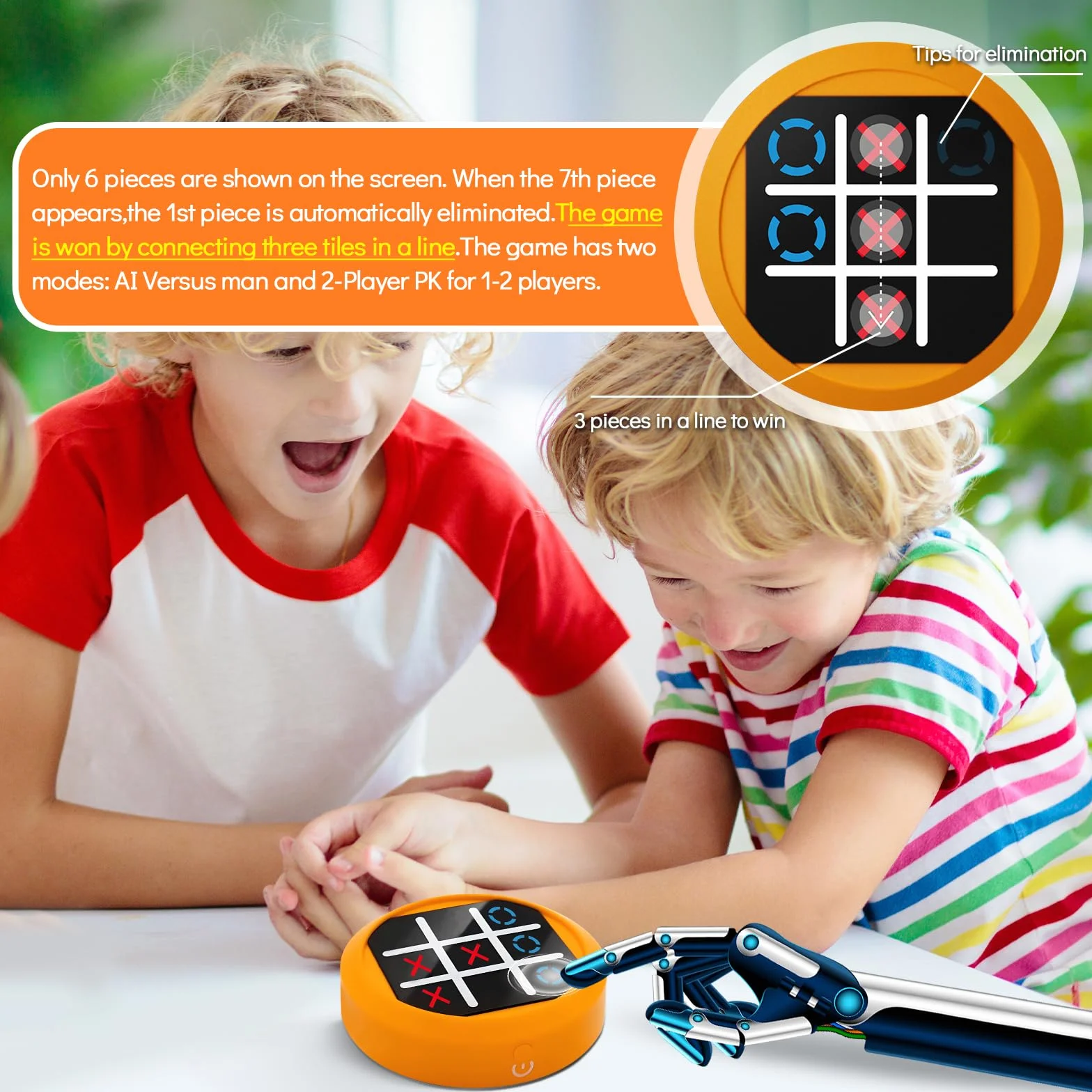 RoserRose 4 w 1 Tic-Tac-Toe gra planszowa, elektroniczna cyfrowa gra logiczna, prezenty wielkanocne, dla dorosłych i dzieci, przenośna gra rodzinna (żółta)