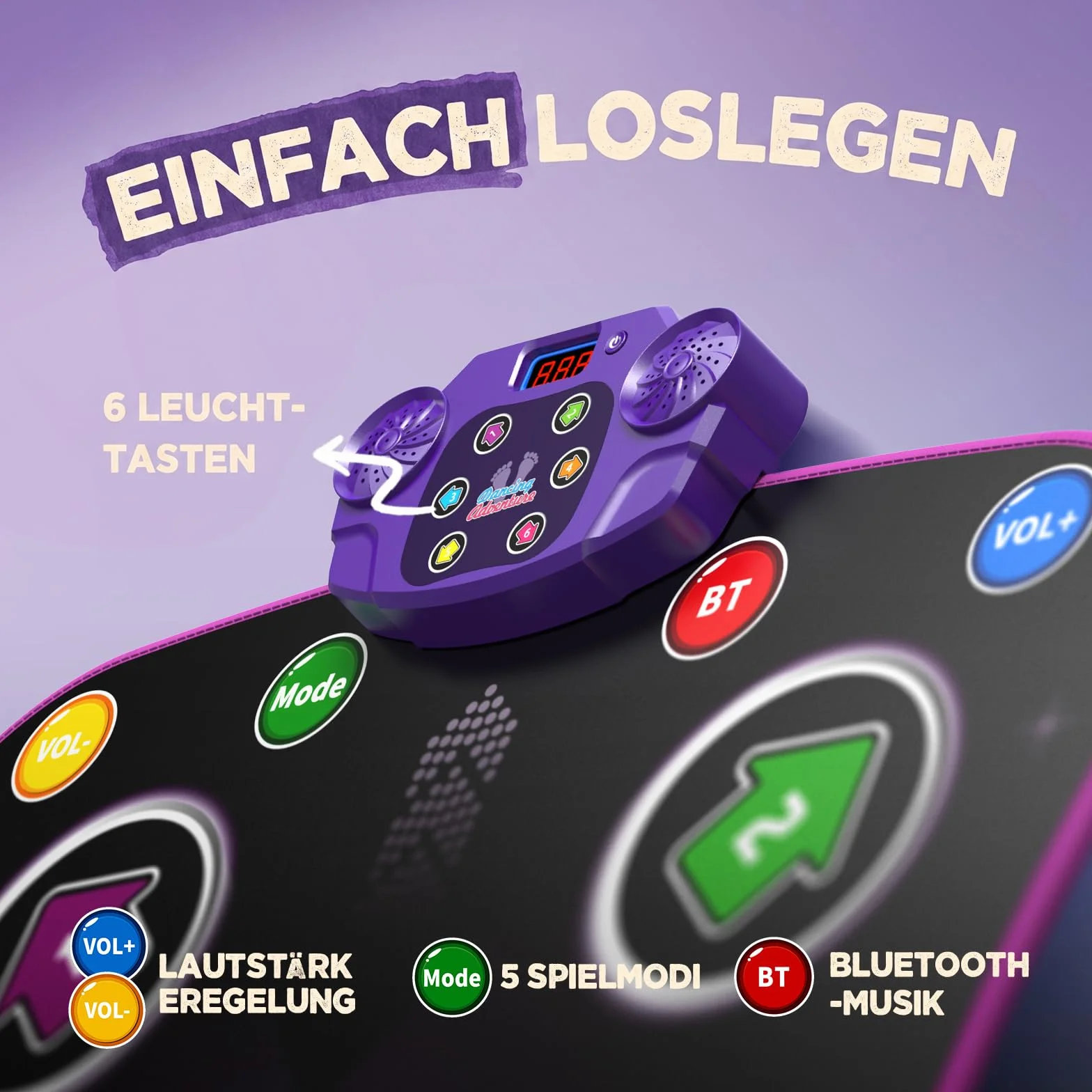 Hot Bee Mata do tańca dla dziewczynek dzieci 4, 5, 6, 7, 8, 9 lat, prezenty - mata do tańca muzycznego z Bluetooth, zabawki