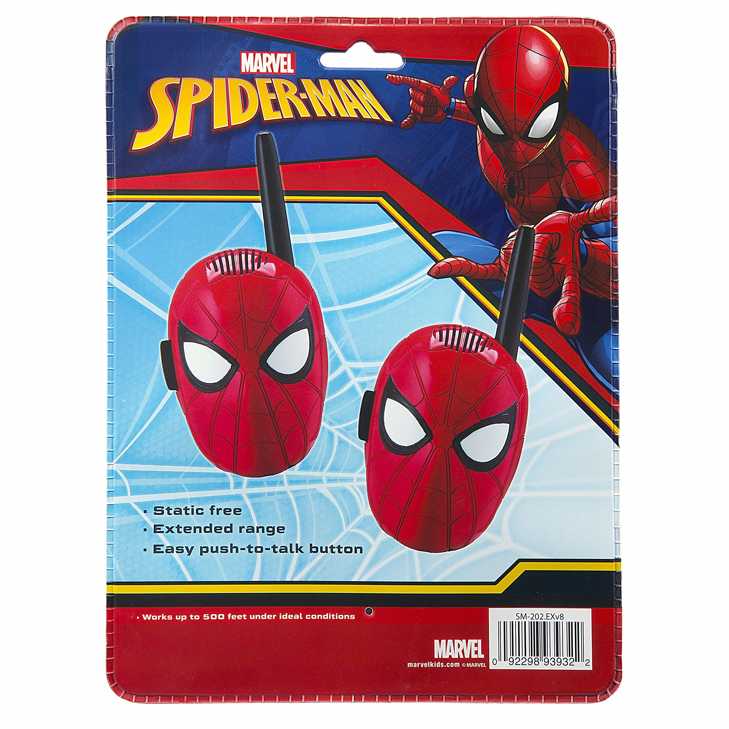 EKids Spiderman krótkofalówki dla dzieci, 2-kierunkowe radio dalekiego zasięgu z grafiką postaci i stylizacją, ręczne krótkofalówki dla dzieci, na zewnątrz, do wewnątrz, przygoda, gra, czerwone