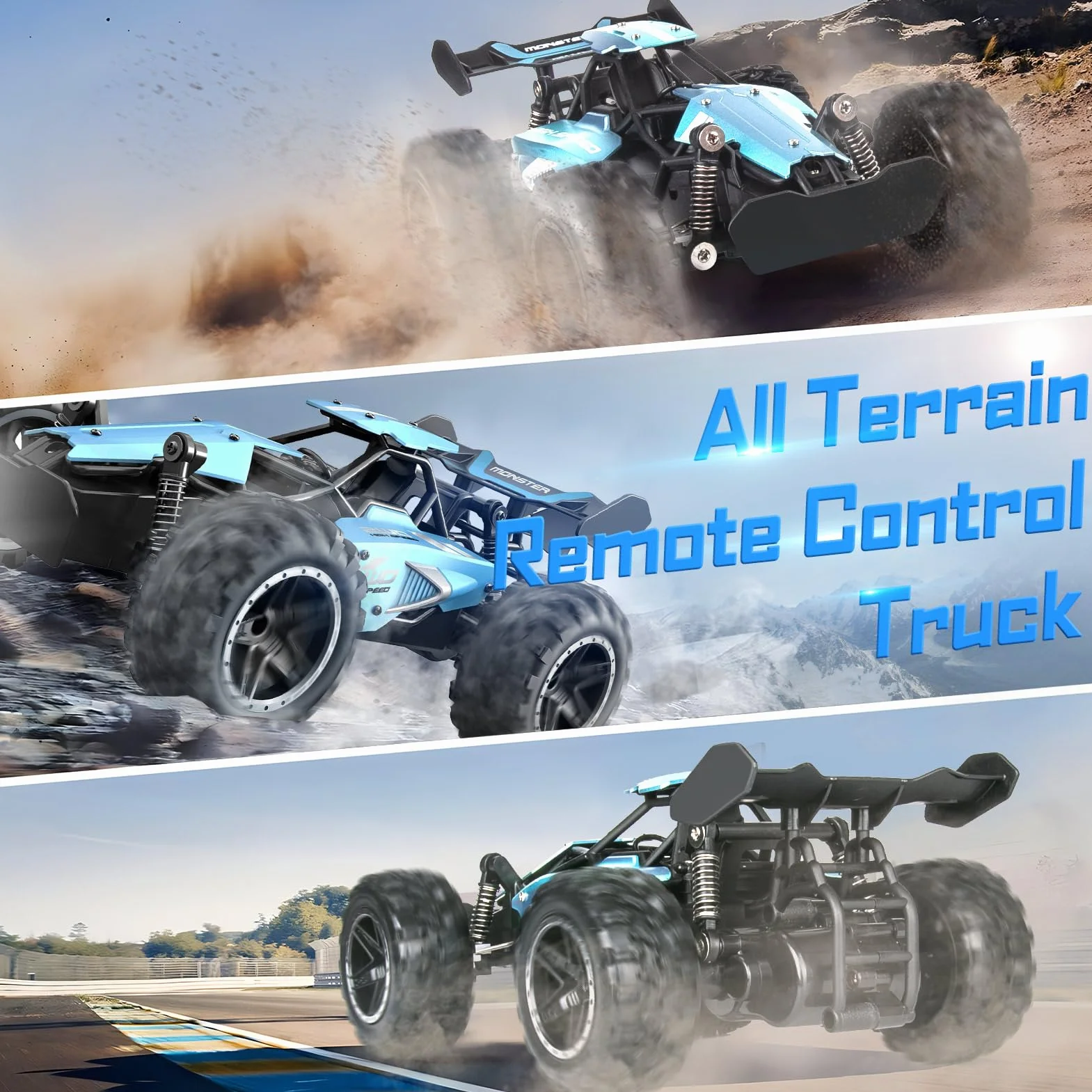 Zdalnie Sterowany Samochód, 2,4 GHz 1:18, proporcjonalny 2WD 20+ km/h, Hobby, Offroad RC Auto, Wodoszczelny, RC Car dla dzieci ab 6 lat,Niebieski