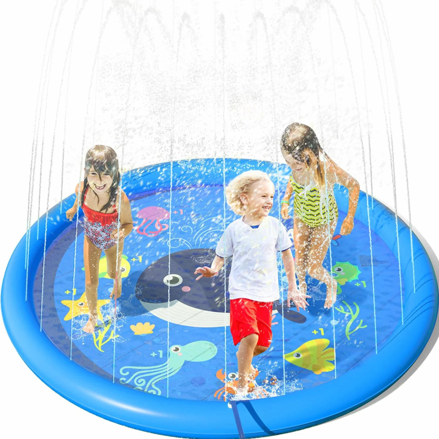 Peradix Splash Pad mata do zabawy, 170 cm, na lato, do ogrodu, zabawka wodna dla dzieci, do zabawy na świeżym powietrzu, dla rodziny, do aktywności na świeżym powietrzu, na imprezę/plażę/dzieci, zwierząt domowych – nie nadmuchiwana