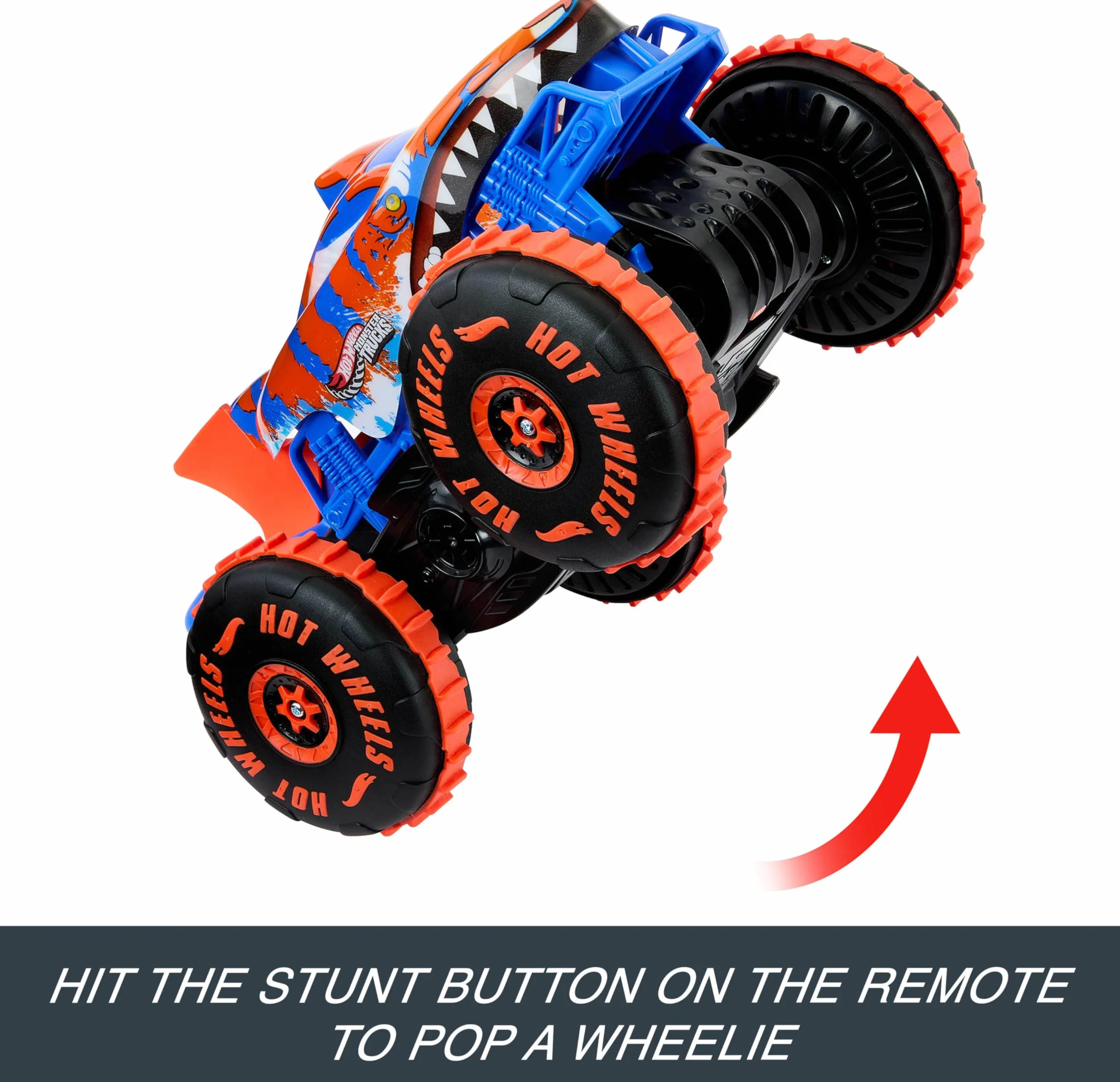 Hot Wheels Monster Trucks RC Tiger Shark Zdalnie Sterowany Pojazd z 3 Trybami Zabawy JFR39
