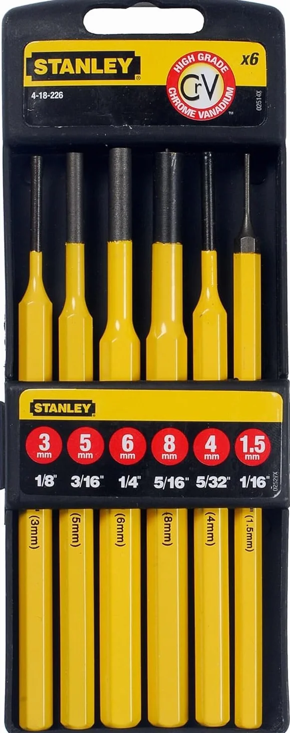 Stanley Zestaw do Dziurkowania, Czarny/Żółty, 6 sztuk