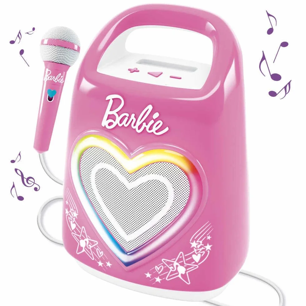 Lisciani - Barbie PARTYMAKER zaawansowany technologicznie głośnik i mikrofon - karaoke dla dzieci od 4 lat - mikrofon i głośnik Bluetooth - Łączność ze smartfonem - efekty świetlne - muzyka i impreza
