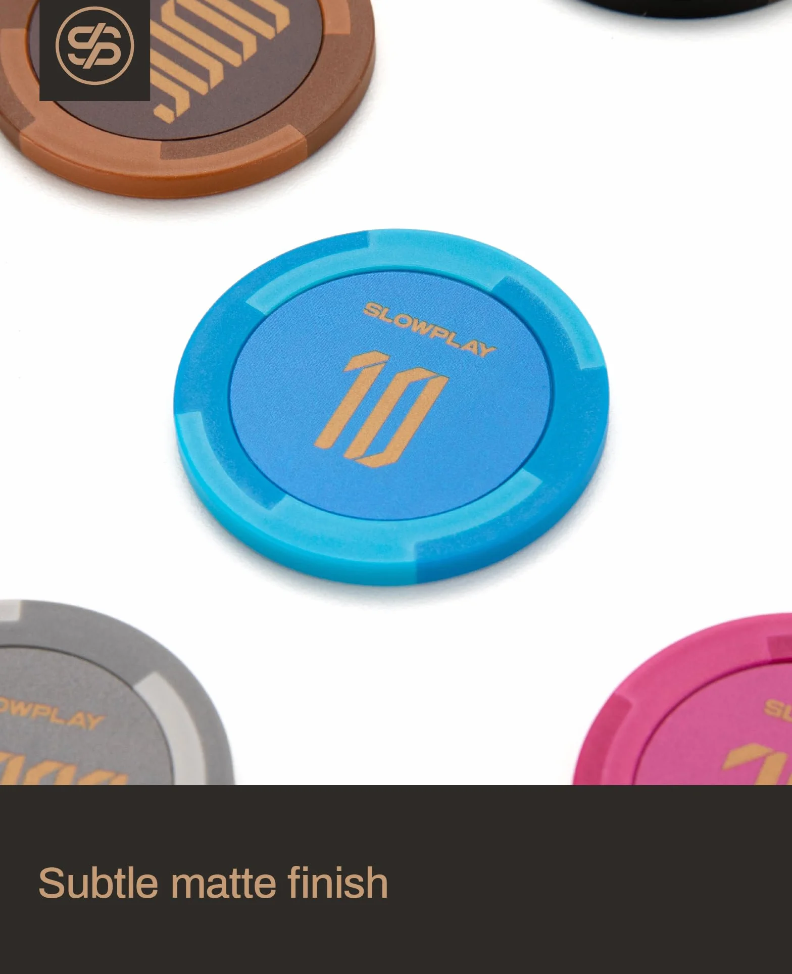 SLOWPLAY Godel Clay żetony do pokera, 14 gramów ciężkiego kompozytu glinianego, duże żetony 40 mm luzem, opakowanie 50 sztuk o nominale 10