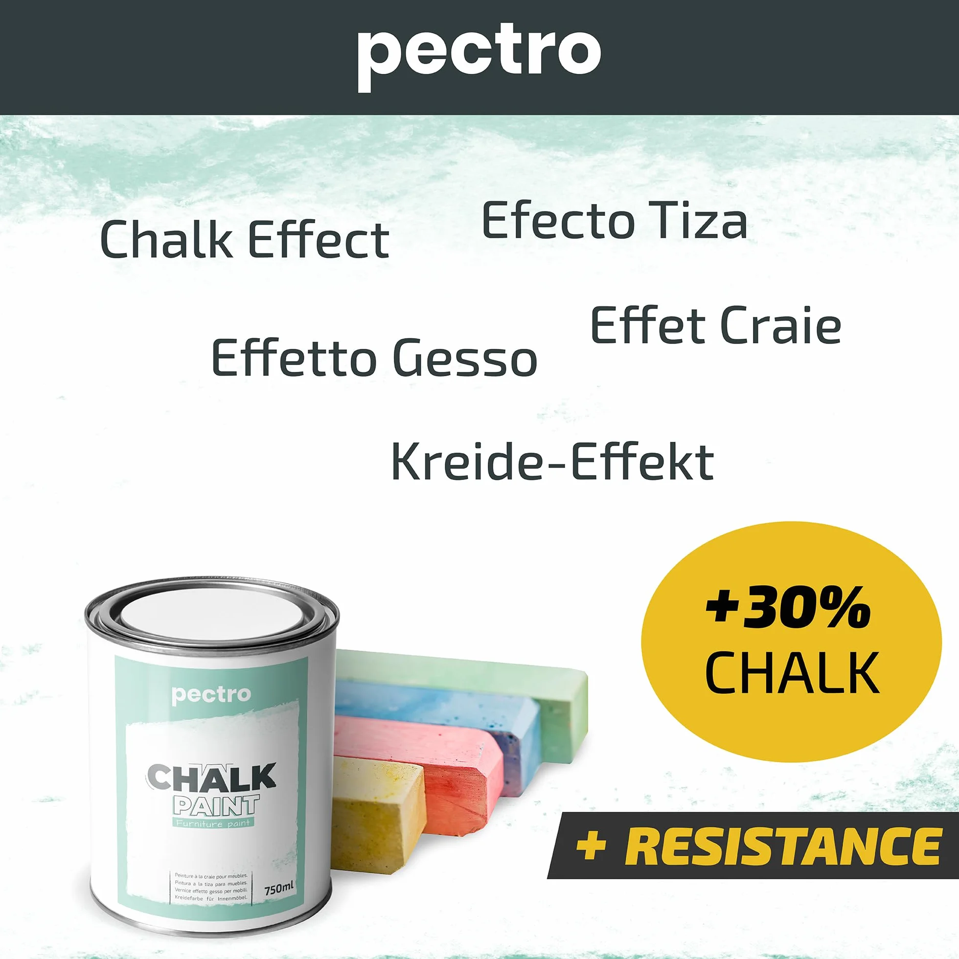 Paczka farb kredowych do mebli 750 ml + pędzel malarski specjalnie do Chalk Paint - lakier do mebli naturalny efekt kredy - farba do drewna (średni szary)