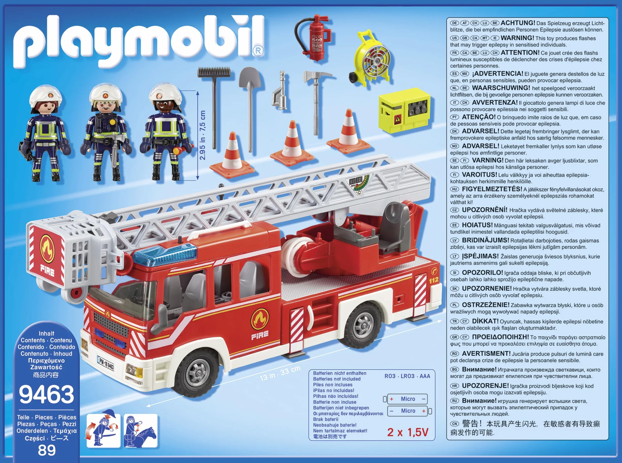 PLAYMOBIL City Action 9463 Samochód strażacki z drabiną, z drabinką i możliwością połączenia z modułem zdalnego sterowania RC, od 4 lat