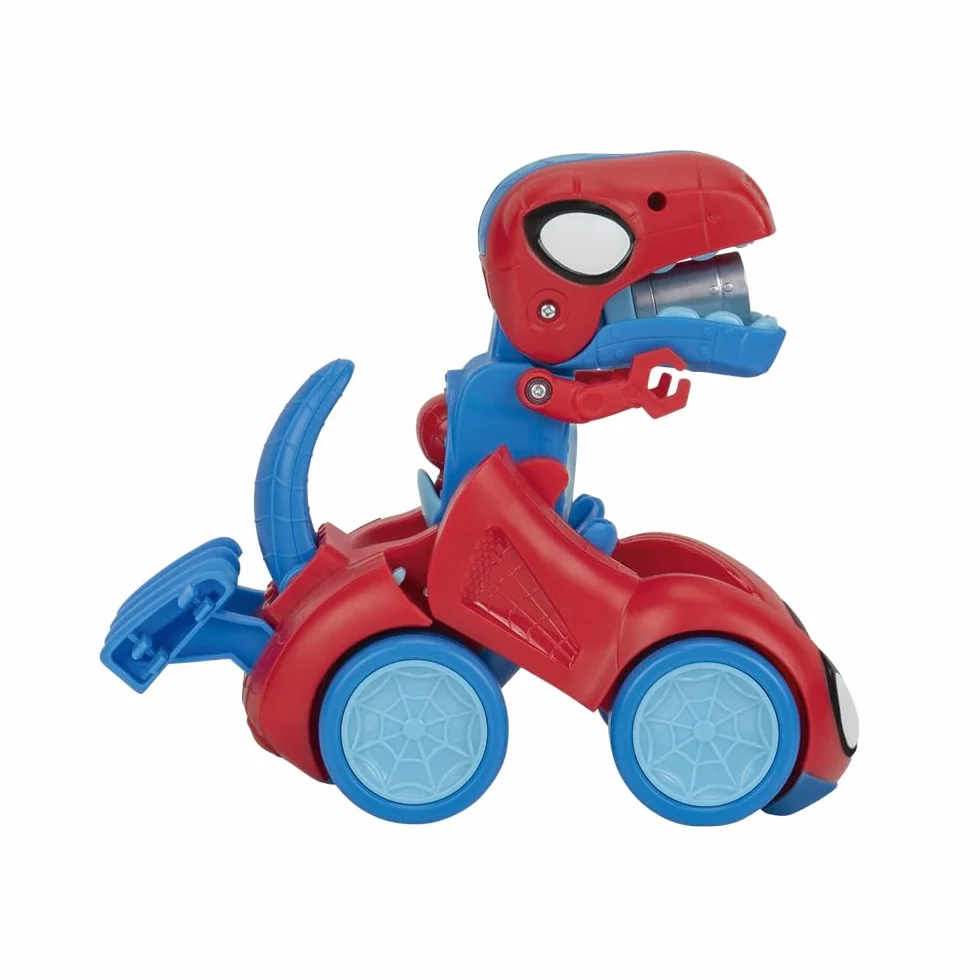 MARVEL Spidey and His Amazing Friends Spidey-Rex Racer - 20 cm pojazd z dźwiękami, które przekształcają się z pojazdu w dinozaura