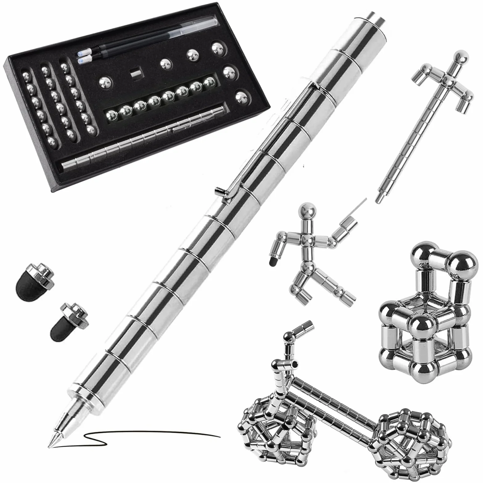 POPOYU Fajny długopis magnetyczny, długopis magnetyczny, wielofunkcyjny długopis magnetyczny dla nastolatków, mężczyzn, dziewcząt, chłopców, fajne rzeczy, prezenty na Boże Narodzenie