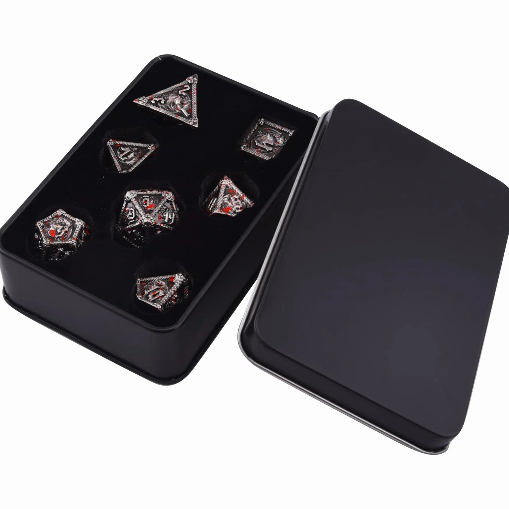 SIQUK 7-częściowy zestaw metalowych kości DND D20 D12 D10 D8 D6 D4