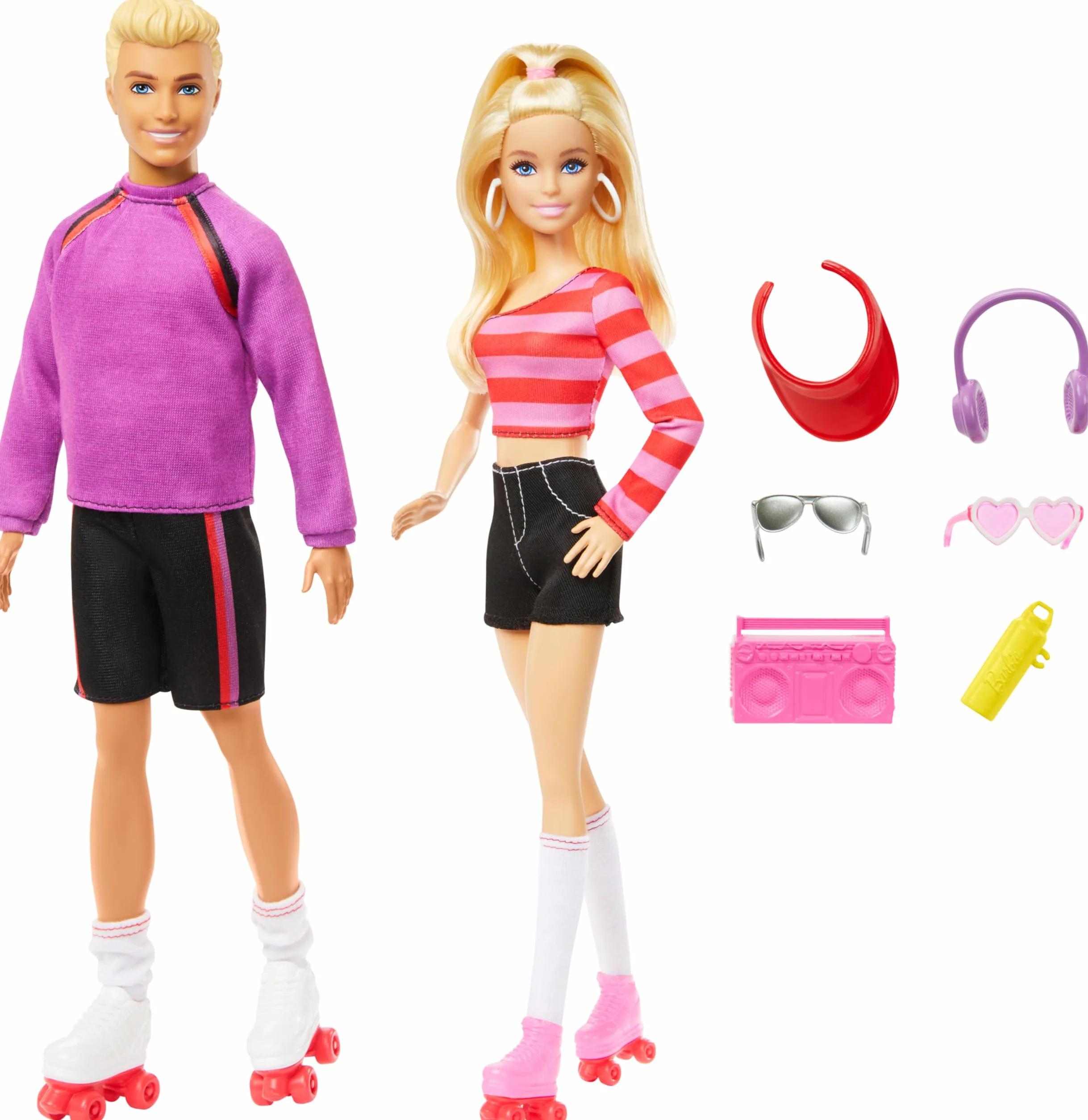 Barbie Fashionistas Barbie i Ken na wrotkach 65 rocznica Zestaw 2 lalki 6 akcesoria HXK90
