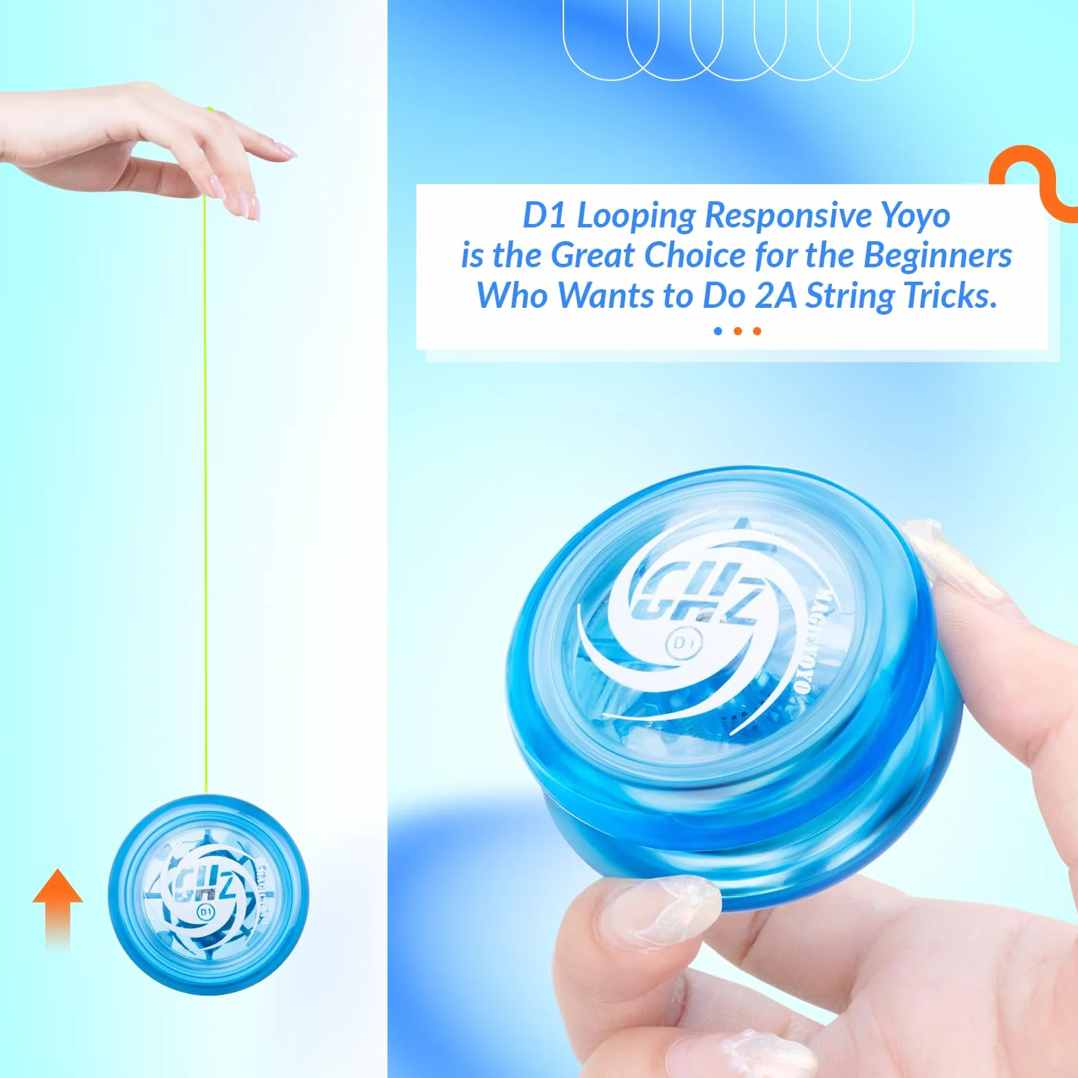 YOSTAR Jojo Profi D1 dla Dzieci i Początkujących - Responsive z 2A Looping, Tworzywo Sztuczne Stunt z 6 Sznurkami, Rękawica i Torba