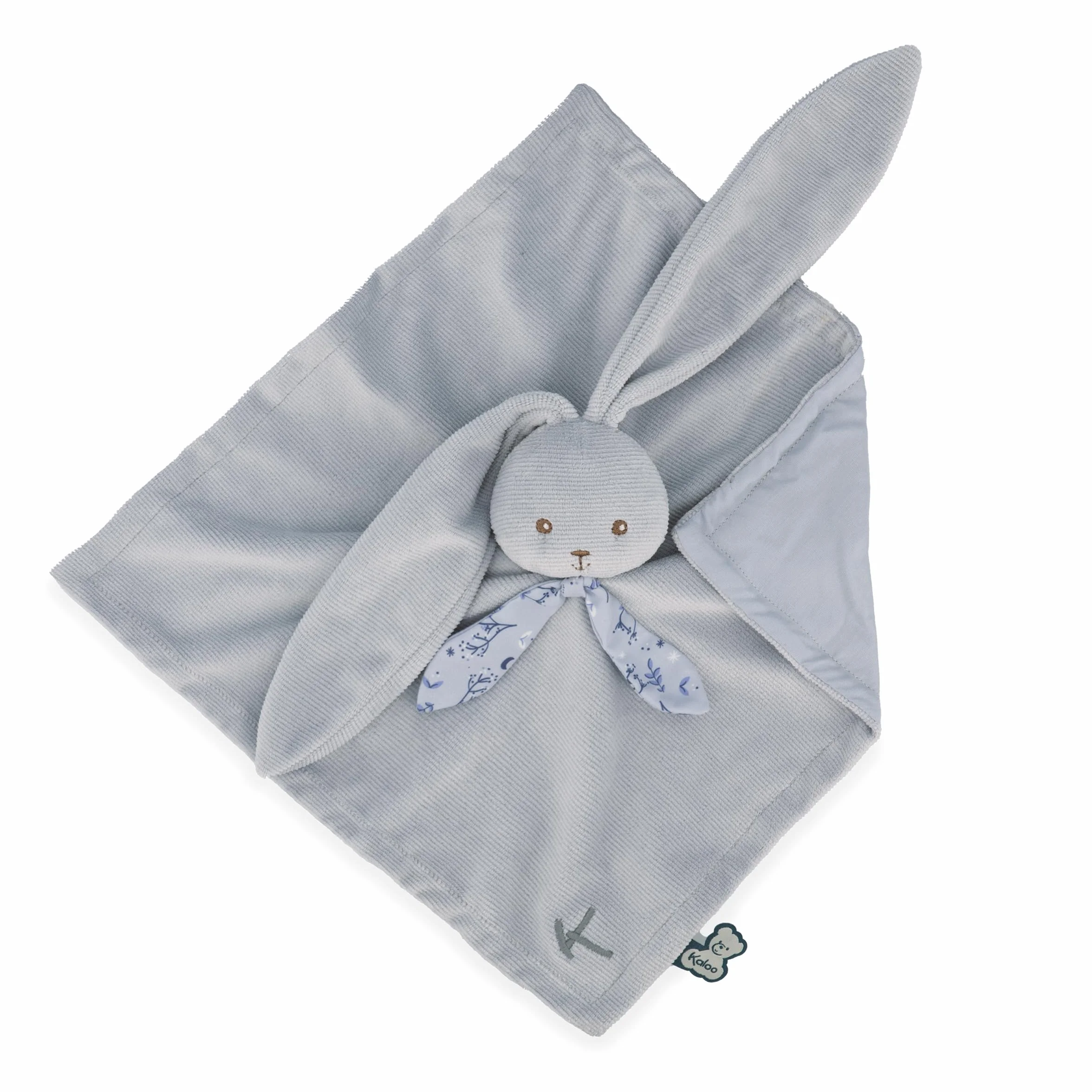 KALOO - Lapinoo - Niebieski ręcznik do przytulania królika - pluszowa zabawka dla niemowląt - kwadratowa 30 x 30 cm - dwa materiały wiskoza i sztruks bardzo miękki - pudełko prezentowe - od urodzenia,