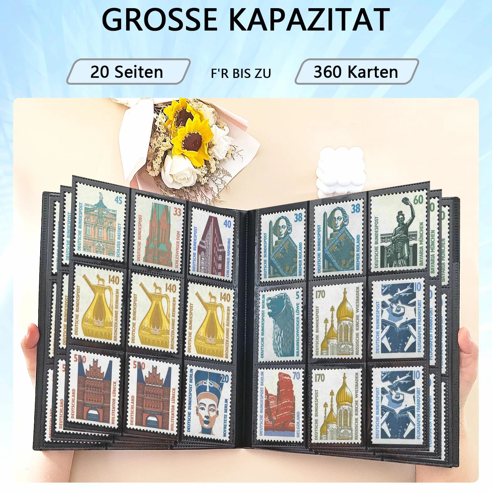 9-trading Card Album Pokemon, 360 kieszeni na karty kolekcjonerskie, album na karty kolekcjonerskie, segregator na karty kolekcjonerskie, 9 przegródek, duży album na karty, pasuje na karty, dla
