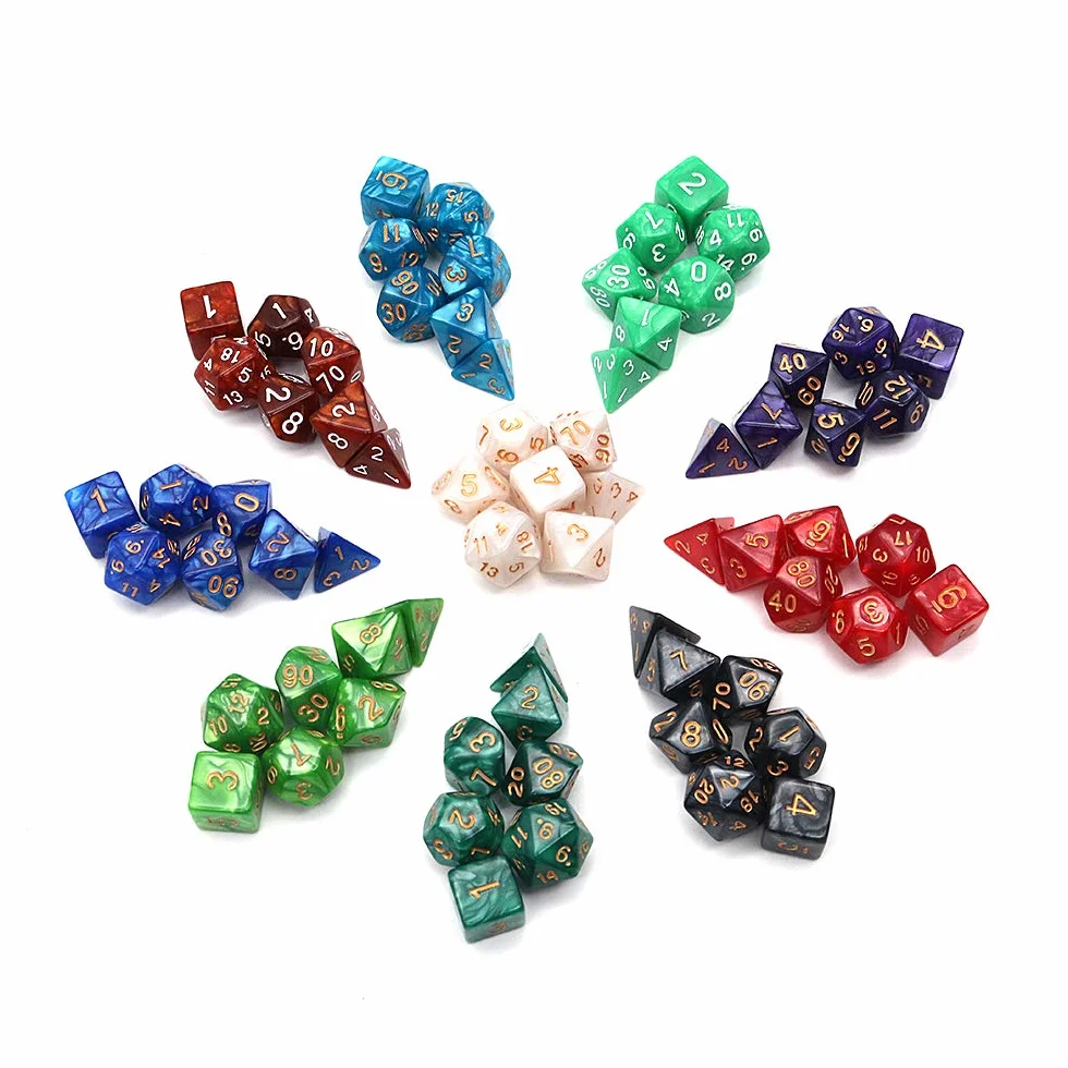 DollaTek Zestaw kości wielościennych 70 sztuk D4 D6 D8 D10 D12 D20 do Dungeons and Dragons DND RPG