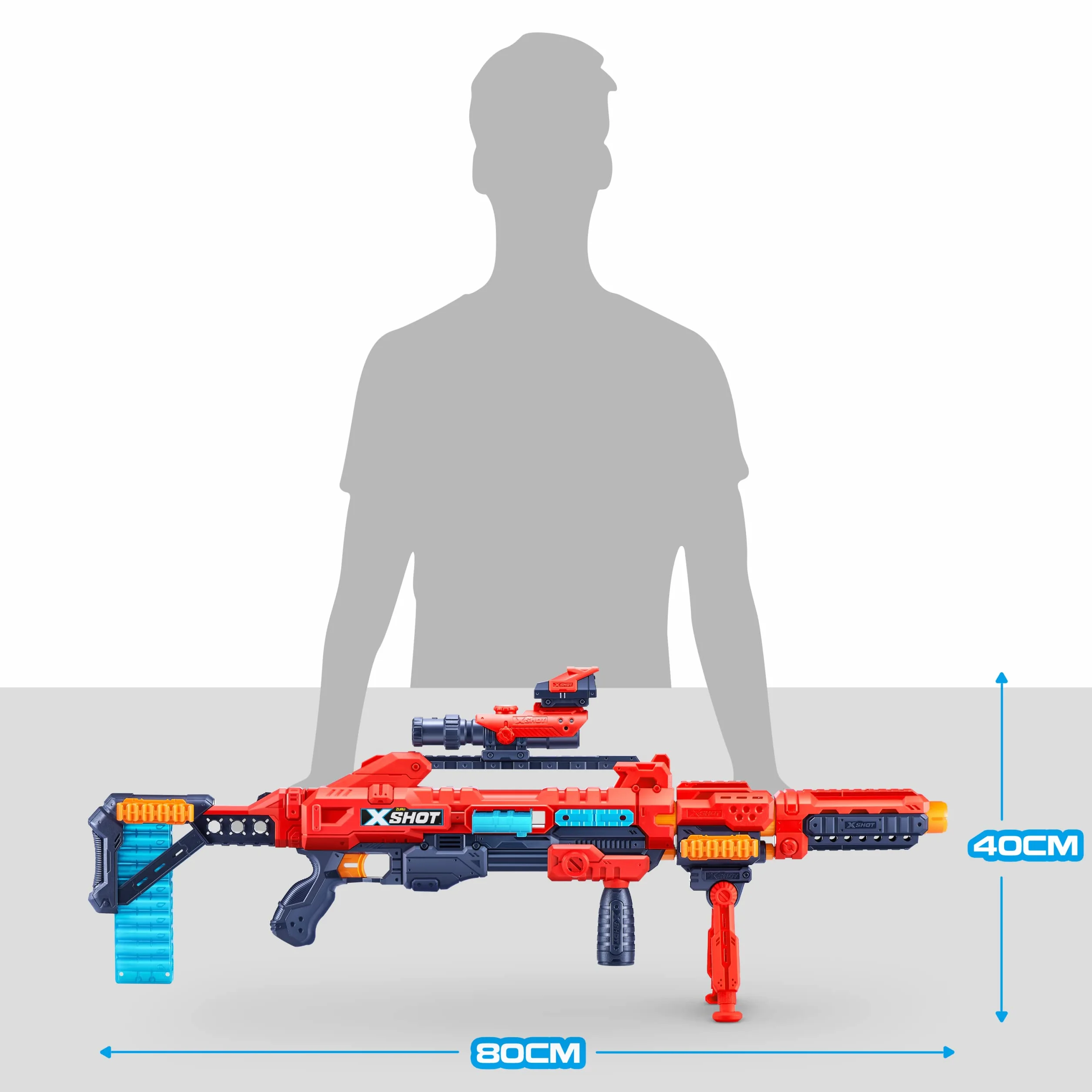 XSHOT Excel Regenerator, Red Foam Dart Blaster ponad 1000 unikalnych kombinacji (48 rzutk), czerwona zabawka blaster