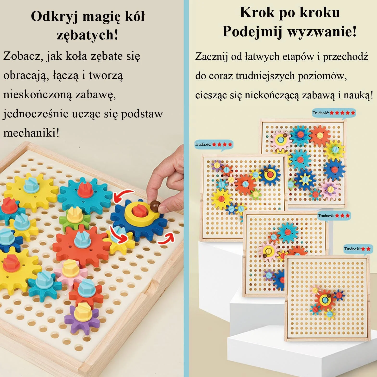 Zabawki Montessori 3 4 5 Lat, Koła Zębate dla Dzieci, Gry dla Dzieci, Gry Edukacyjne od 5 Lat, Drewniane Zabawki, Prezent dla Dzieci 3–5 Lat Chłopcy Dziewczynki