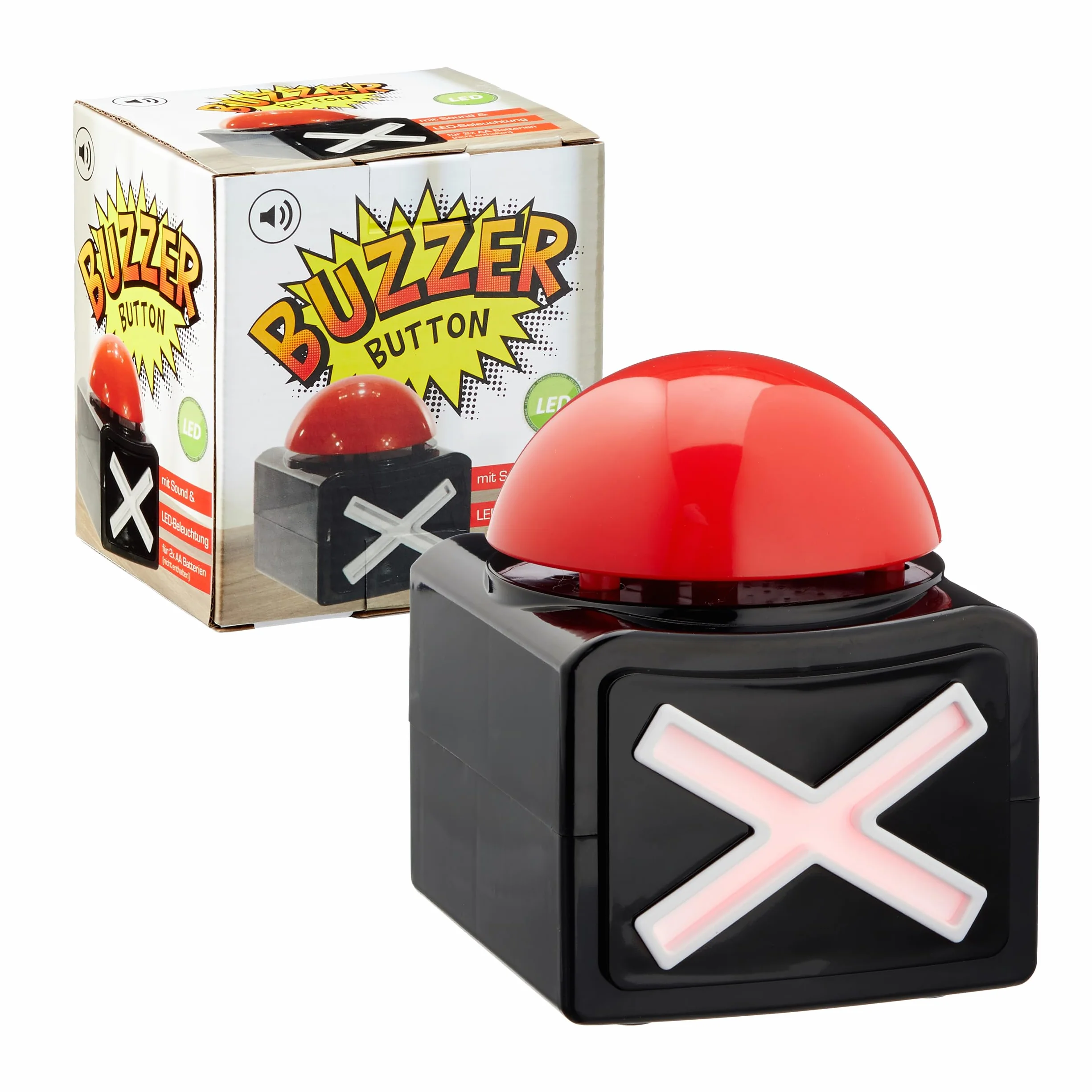 Buzzer z dzwiekiem i oswietleniem LED - zabawa na imprezie dla calej rodziny - idealny na wieczory przy grach, pokazy i swieta.