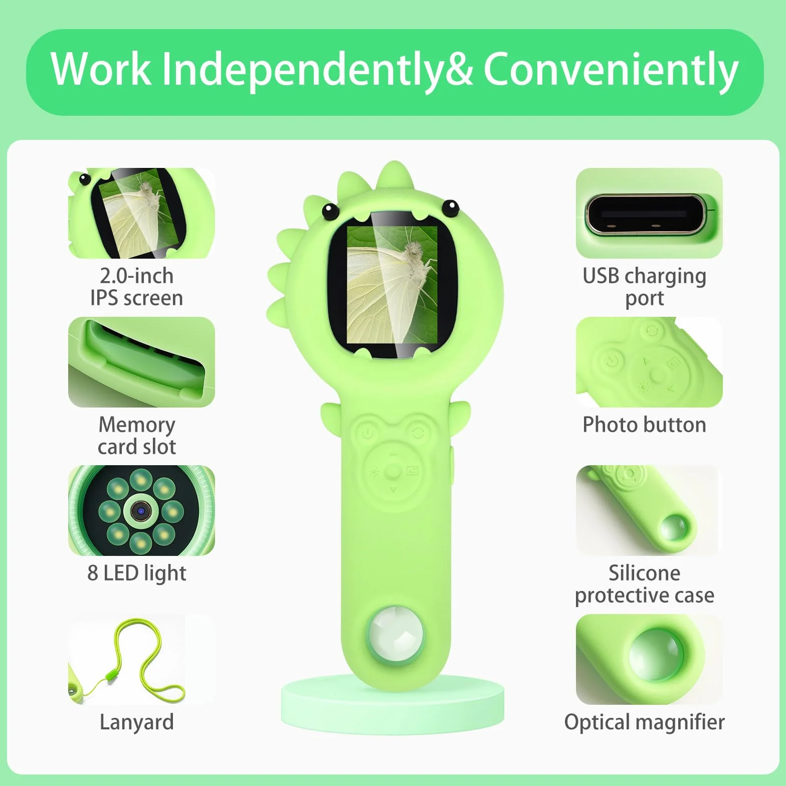Mikroskop i kamera 2 w 1 dla dzieci, kieszonkowy mikroskop cyfrowy 500x, 2-megapikselowy mikroskop z autofokusem do telefonu komórkowego, dwa aparaty