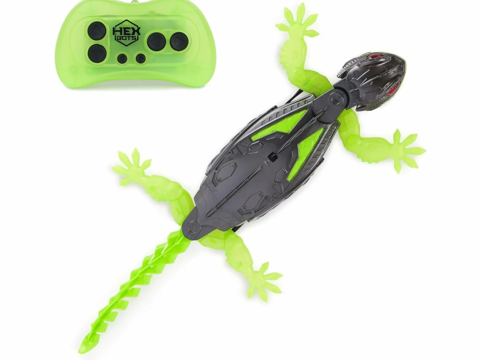 Hex Bots - Wall Crawler Gecko, zdalnie sterowany gekon pełzający po ścianach i sufitach, ze świecącymi oczami LED, łatwe sterowanie za pomocą pilota zdalnego sterowania, realistyczne ruchy, od 4 lat