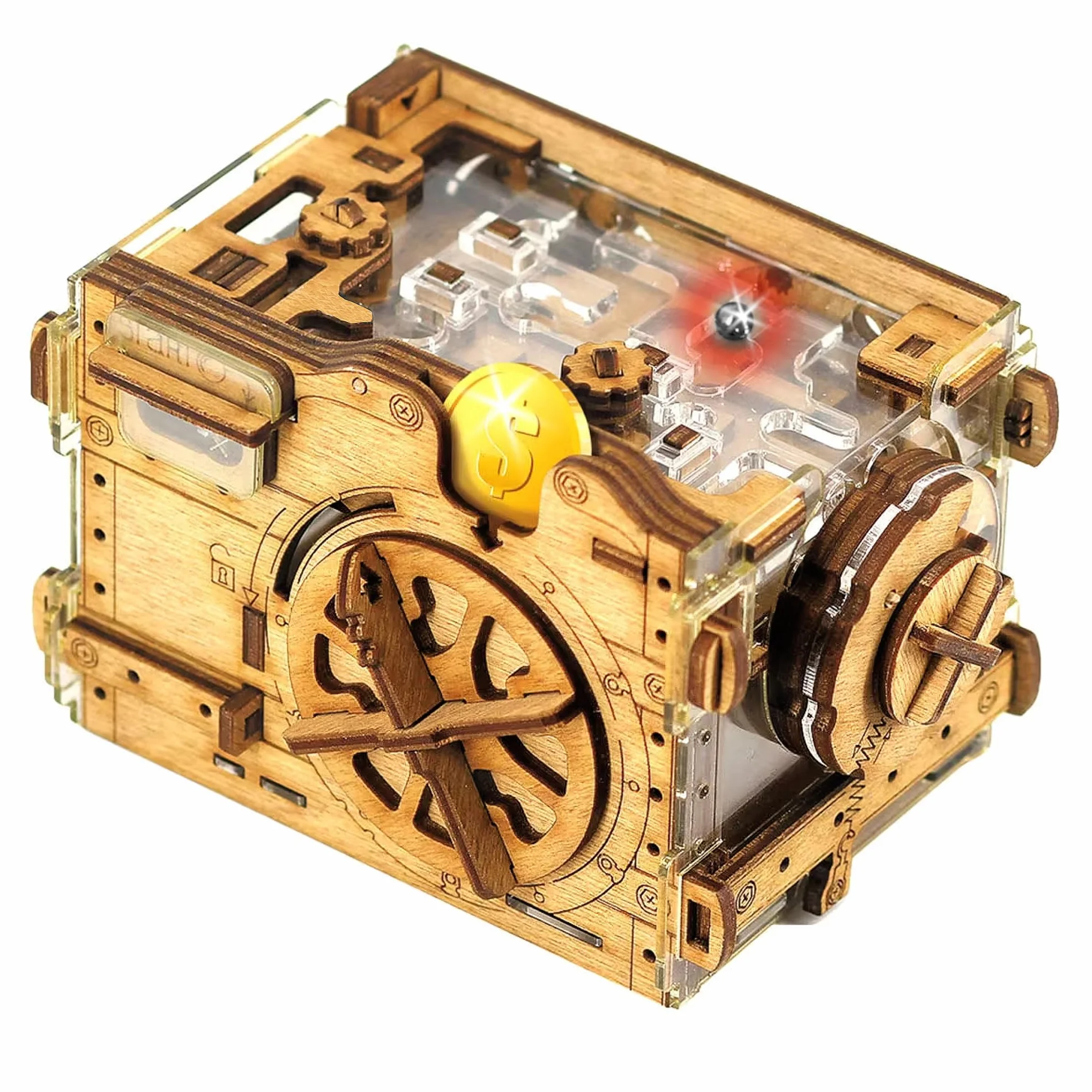 iDventure Amazeing Safe - skarbonka w kształcie kulek, pudełko na prezent, skrzynia skarbów, drewniane puzzle 3D, sekwencyjne puzzle