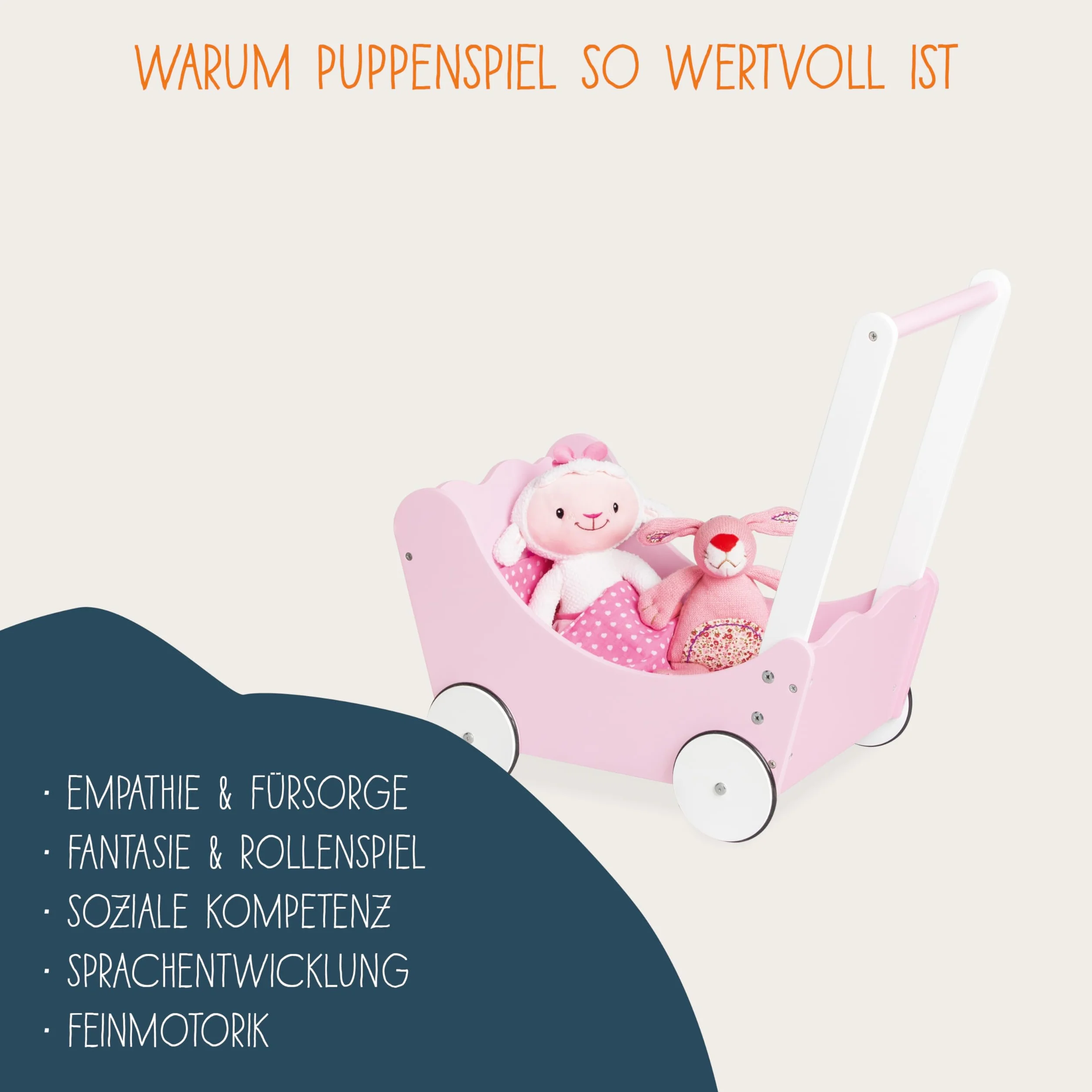 Doll's pram 'Jasmin', 4 parts